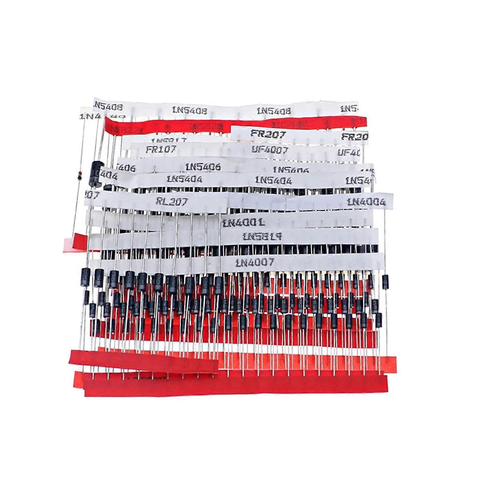 Genuine Diode Kit With 1N4007 1N5819 1N5408 1N4148 1N5822 FR107 Assortment Diodes For Through-Hole Rectifier Projects