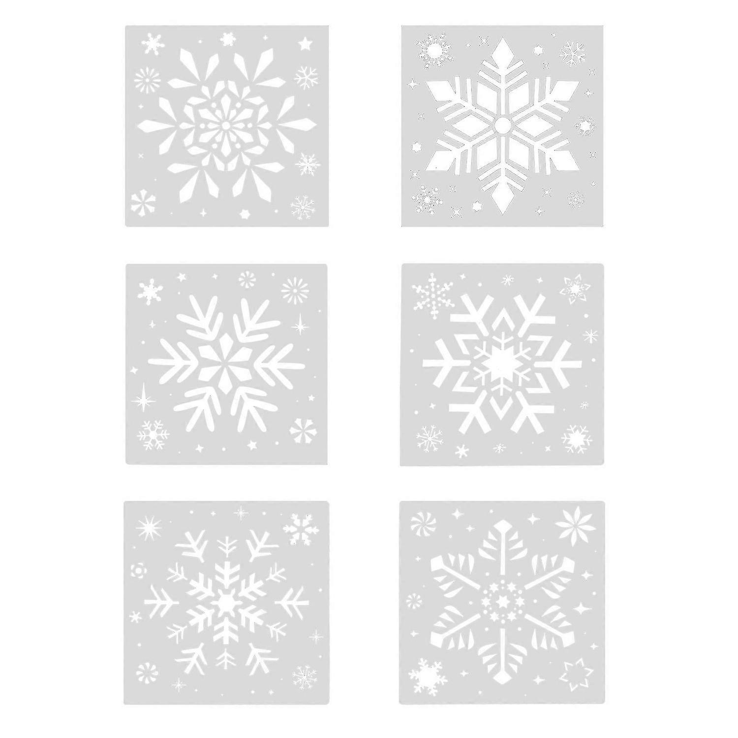 6 Pcs Decked Craft Stencil Journal Xmas Snowflake Decor Holiday Stencils Diy Snowflake Template