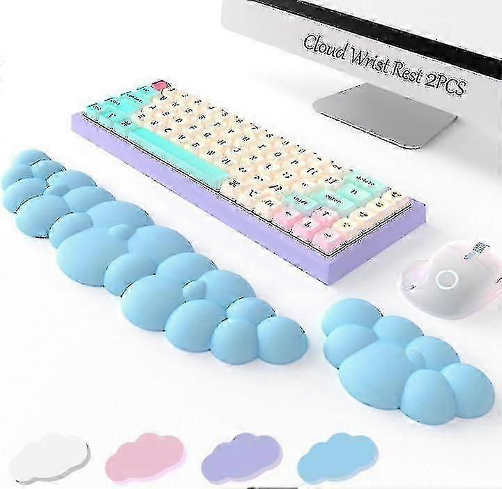 Keyboard Cloud Wrist Rest 2pcs, High Density Memory Foam Keyboard Palm Rest, Ergonomic Keyboard Pad Wrist Support For Pain Relief, Mouse Pad Rest Supp