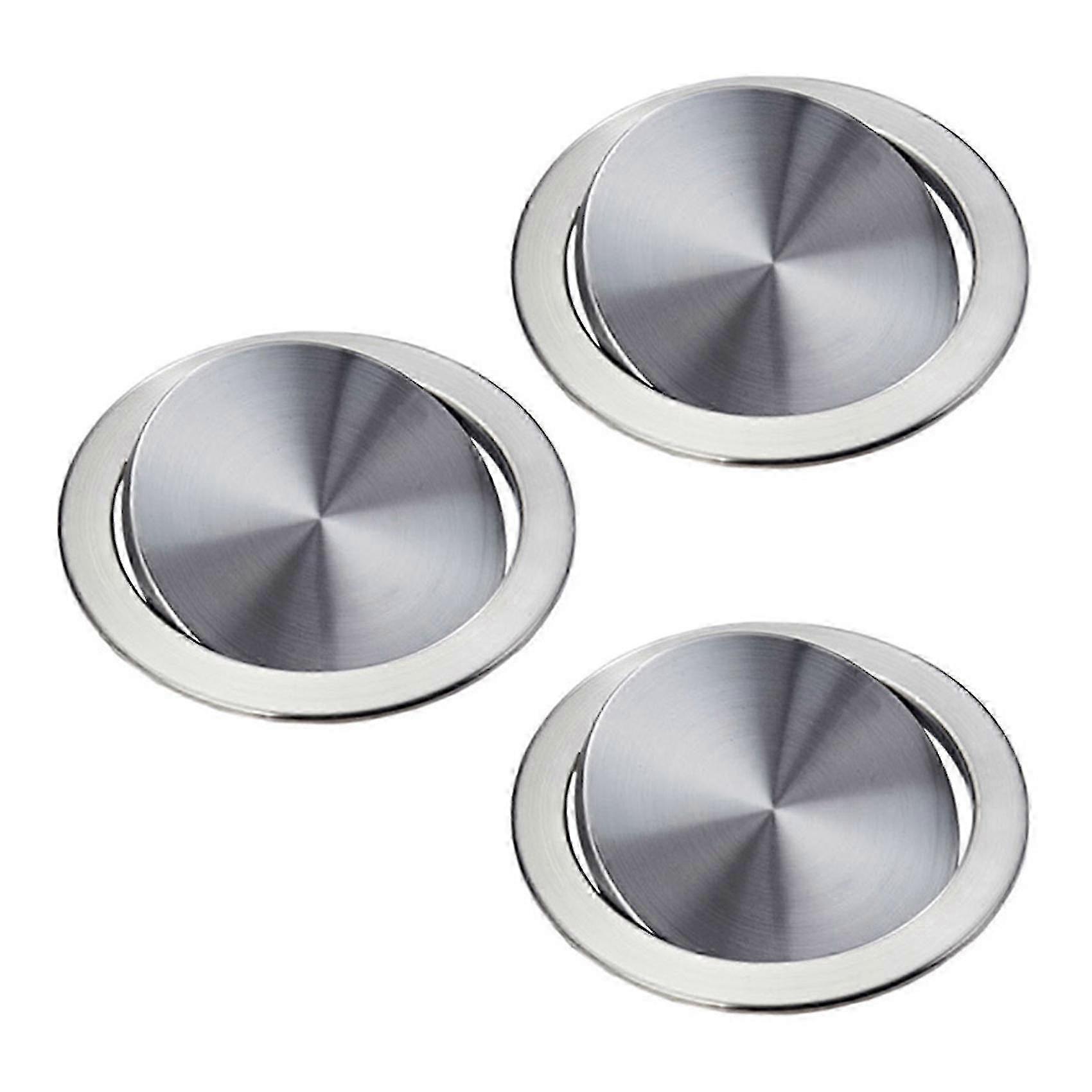 3xステンレス鋼スイングフラップゴミ箱カバー - シルバー