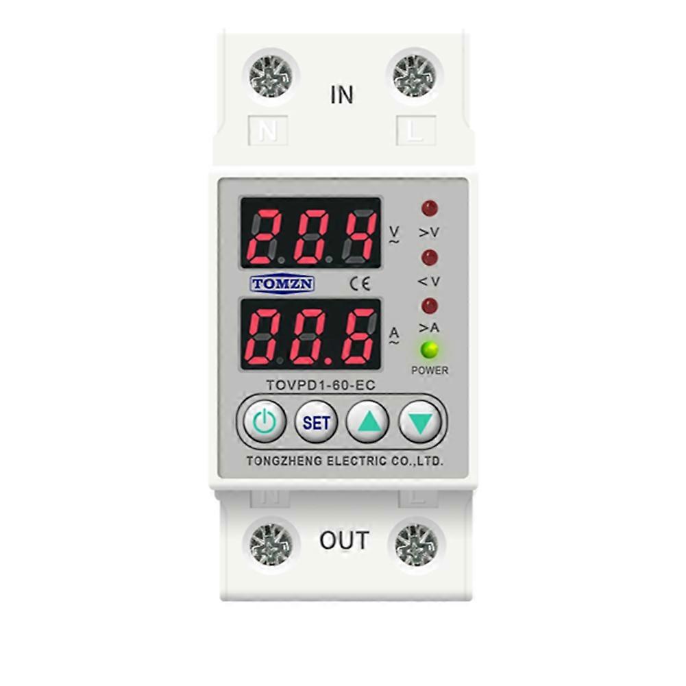 Din Rail Dual Display Protective Device Protector Relay 60A 220V 230V