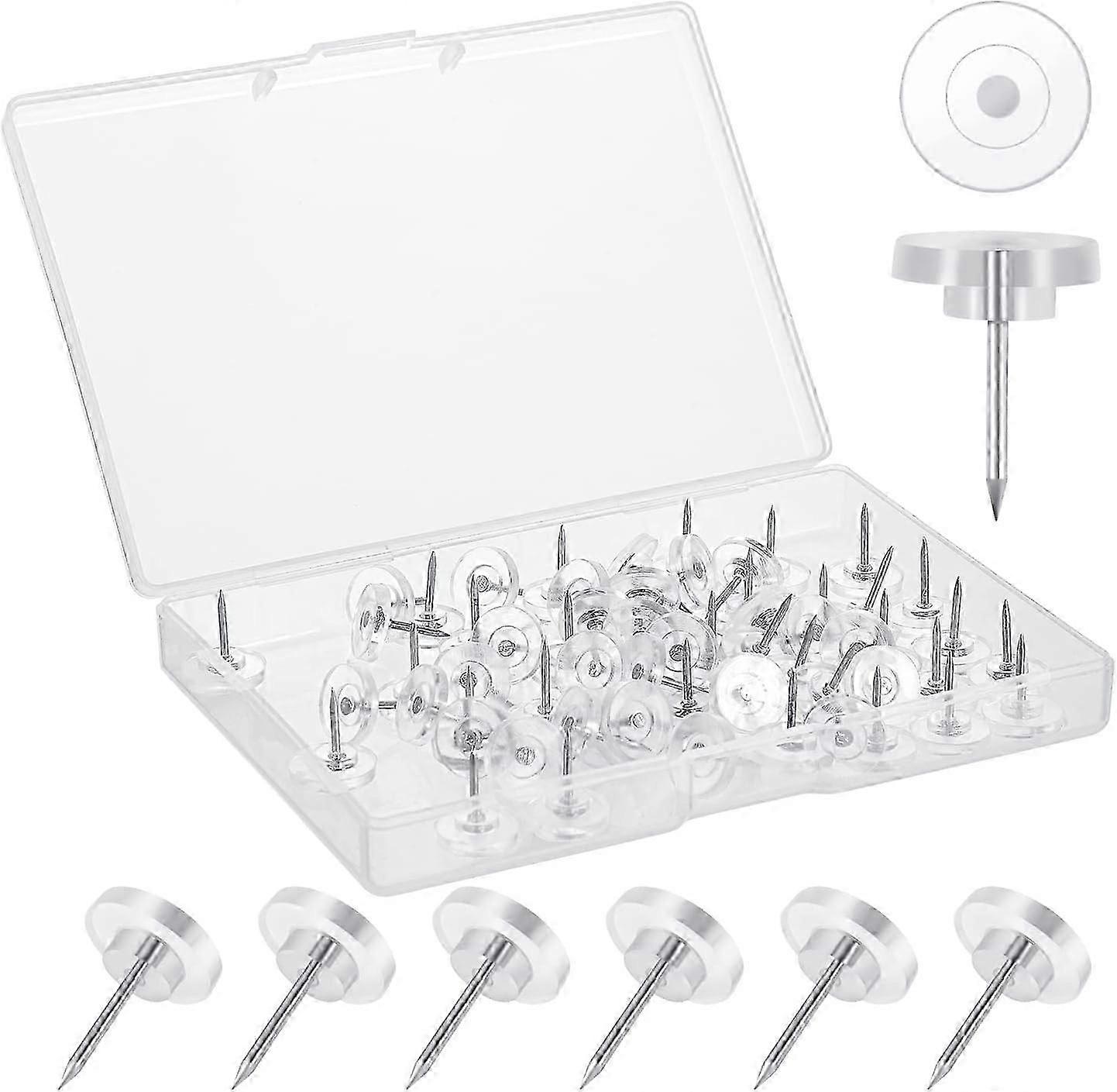 50 Clear Thumbtacks, 16mm Push Pins για σανίδα φελλού με κουτί αποθήκευσης (2024)