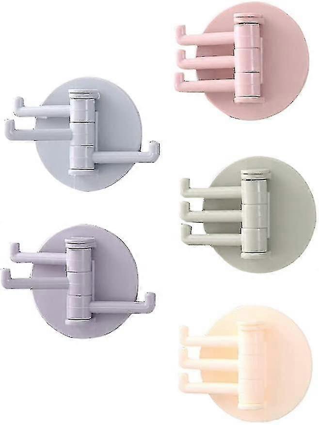 Self-Adhesive Wall Hooks - 5 Pcs No Drill Sticker Hooks for Kitchen Bathroom