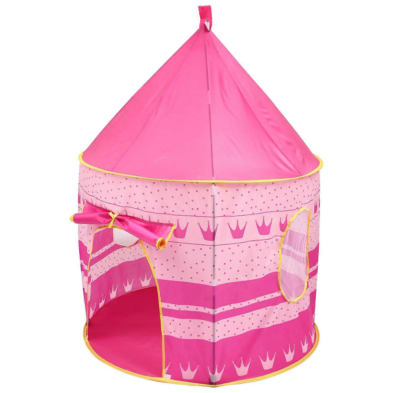 Portable Kids Tent with Door for Indoor Outdoor Play Breathable Fabric Pink 52x48x40 Inches