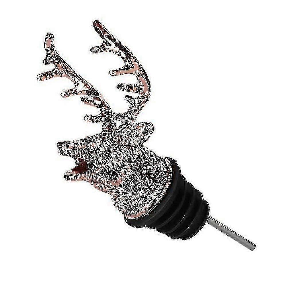 2pcs亜鉛合金鹿ヘッドワイン注ぎ口ディスペンサーバーアクセサリーシルバー&ローズゴールド