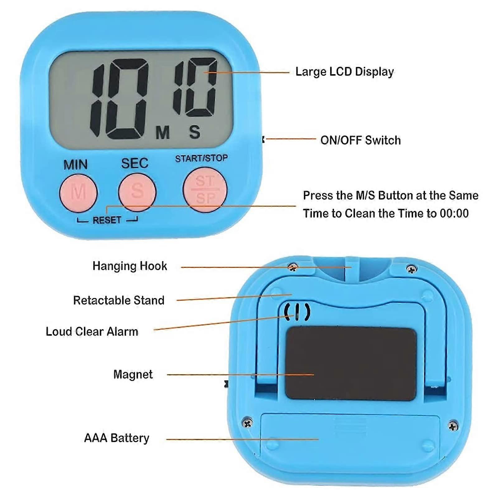 Work Exercise 4PCS Colorful Kitchen Timer Magnetic  Digital Timer with Loud Alarm for Kids  Time Timer with Stand for Study