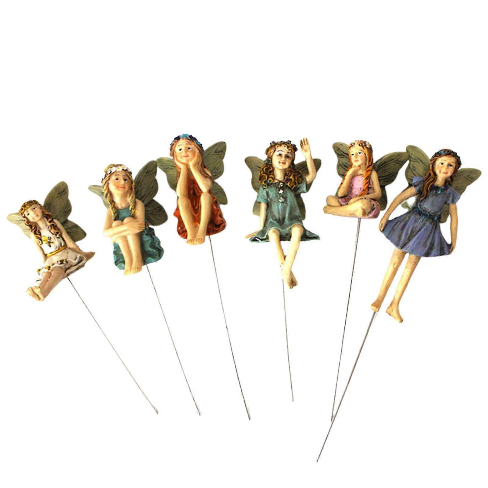 Miniature Fairy Figures, Pack of 6, Resin Fairy Statue, Garden Ornaments
