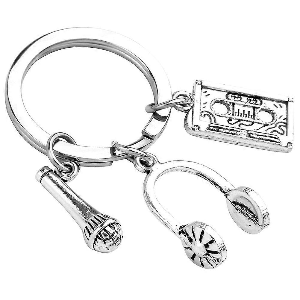 Creative Music Cassette Keychain Pendant for Bag, Microphone & Headphone Decoration – Lightweight, Stylish, Unique Design for Music Lovers