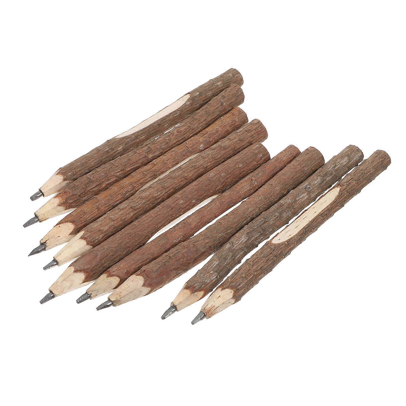 15pcs Natural Bark Pencils, Rustic Wooden Twig Pencils, Biodegradable Stationery for Outdoor Classroom & Creative Use