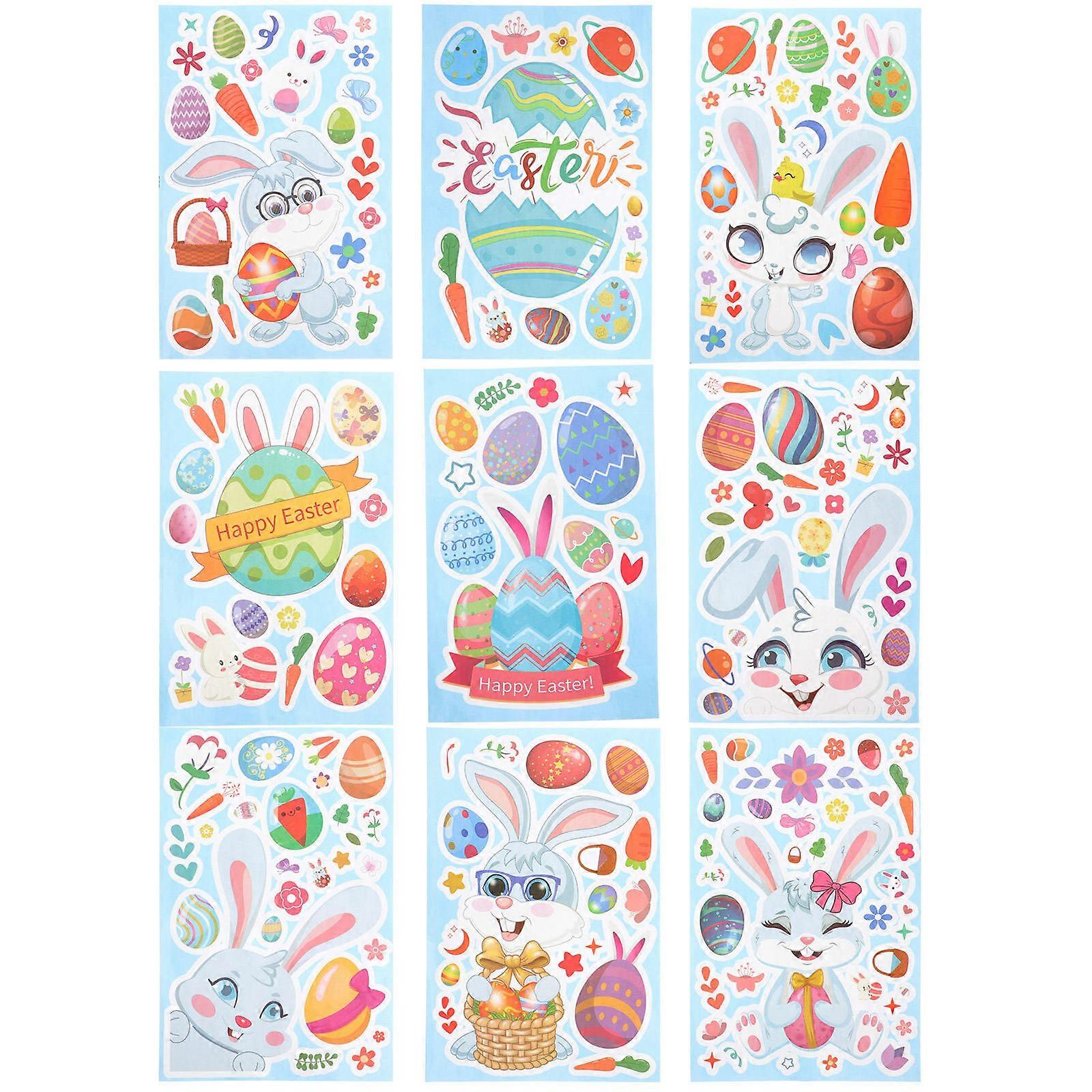 Easter Theme Design Window Clings Decals Bunny Shape Assorted Colors 30x19.8cm Self-Adhesive 1 Set