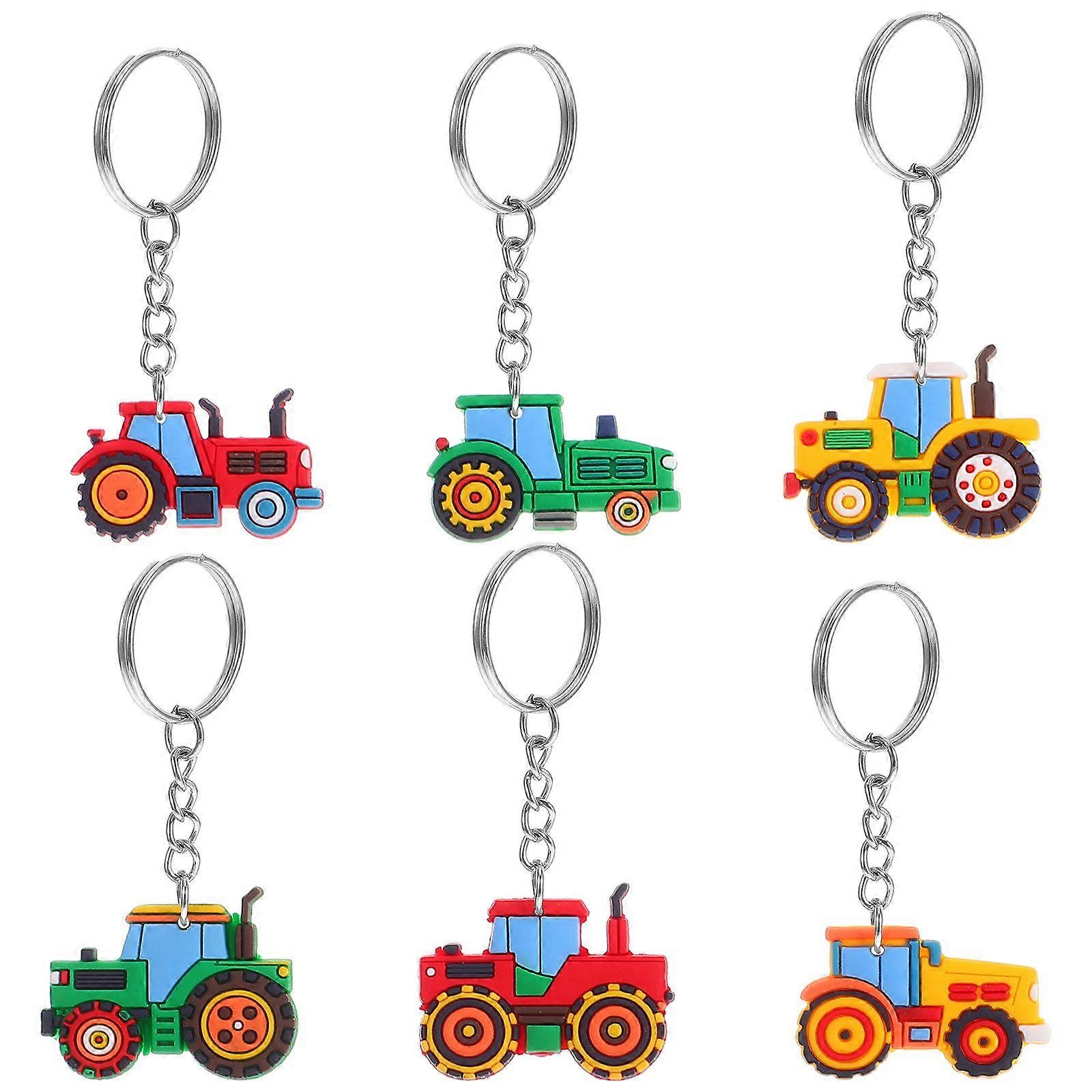 6 قطع سلاسل مفاتيح جرار زراعي لطيف الشاحنة الزراعية حلقات مفاتيح موسم الحصاد يفضل جوائز الفصول الدراسية حشو حقيبة عيد الفصح قوديي للأطفال
