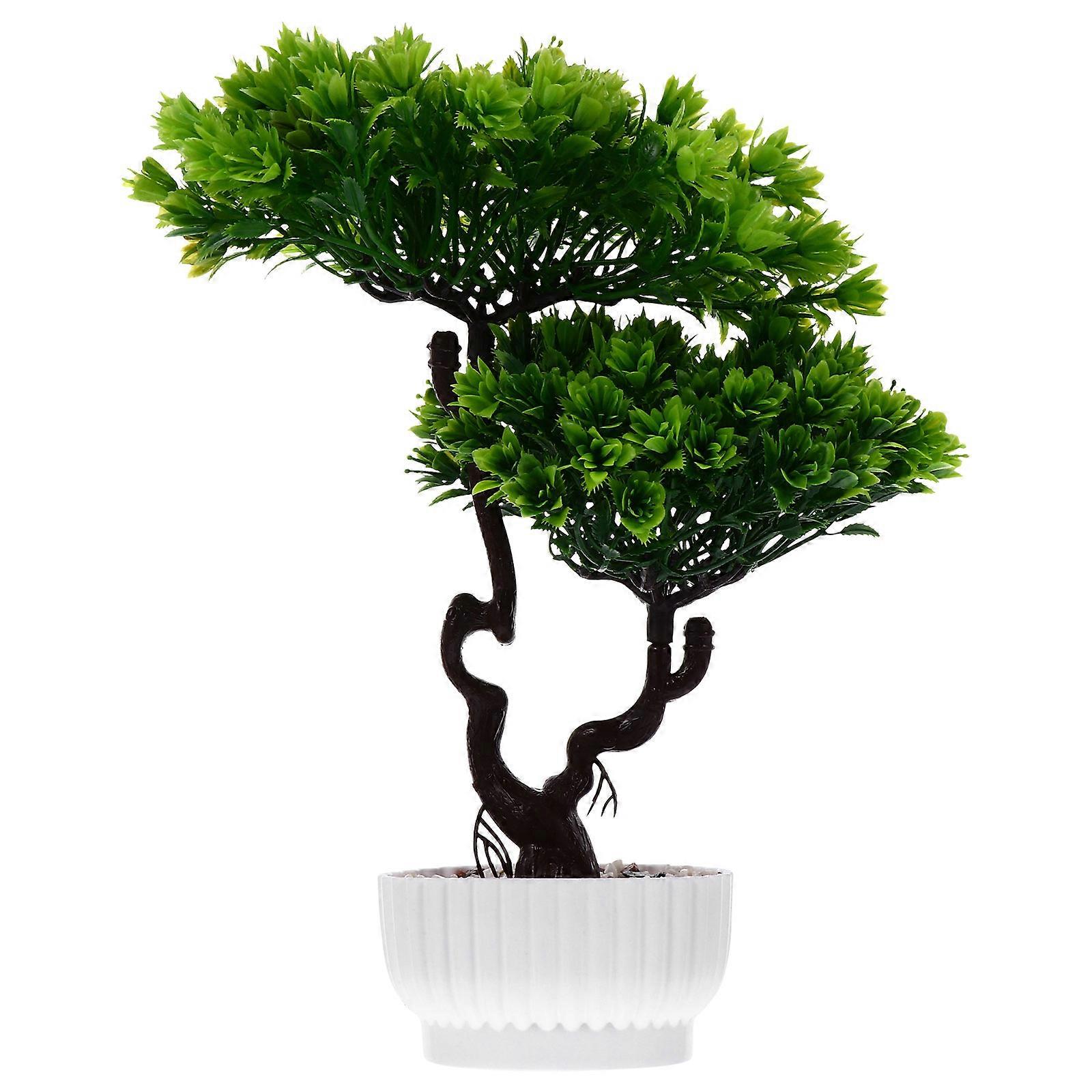 Artificial Bonsai Tree Simulation Pine Ornament Fake Welcome Potted Plant for Office, Room Decoration