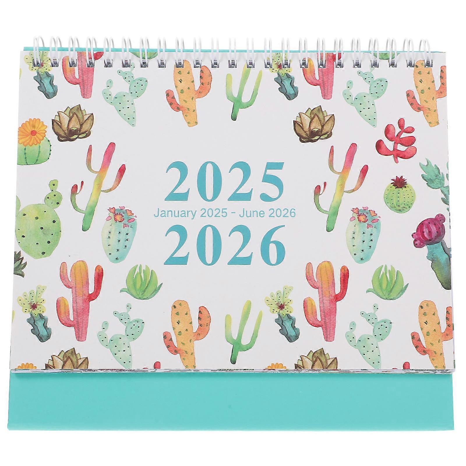 Flip Calendar Detailed Planning Cactus Design Portable Desk Calendar For Professionals Resistant to Tearing 8.1X7.1X2.9in 1Pack