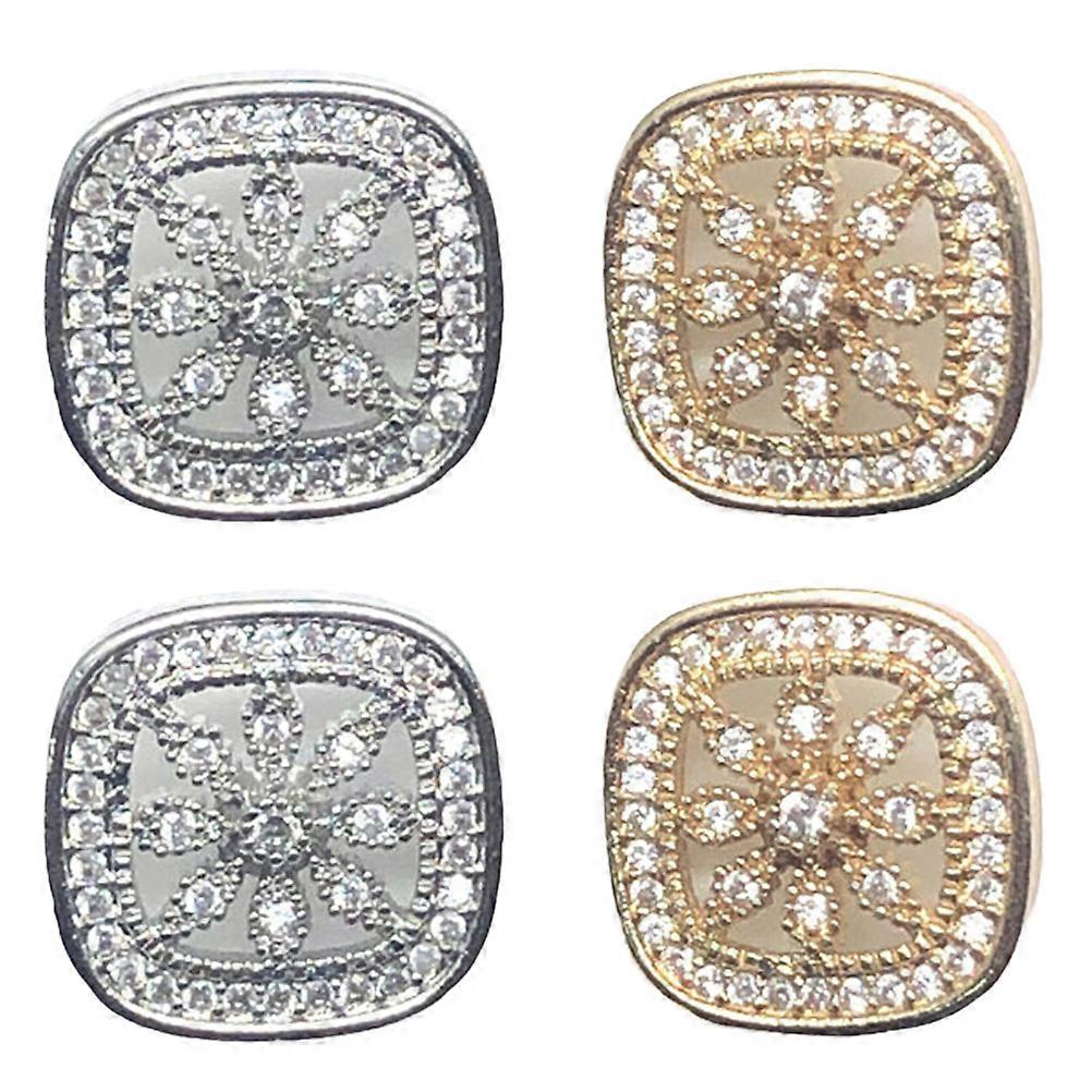 DIY Crafts Buttons Alloy Material Square Shape Daily Use Blouse Decoration 4Set