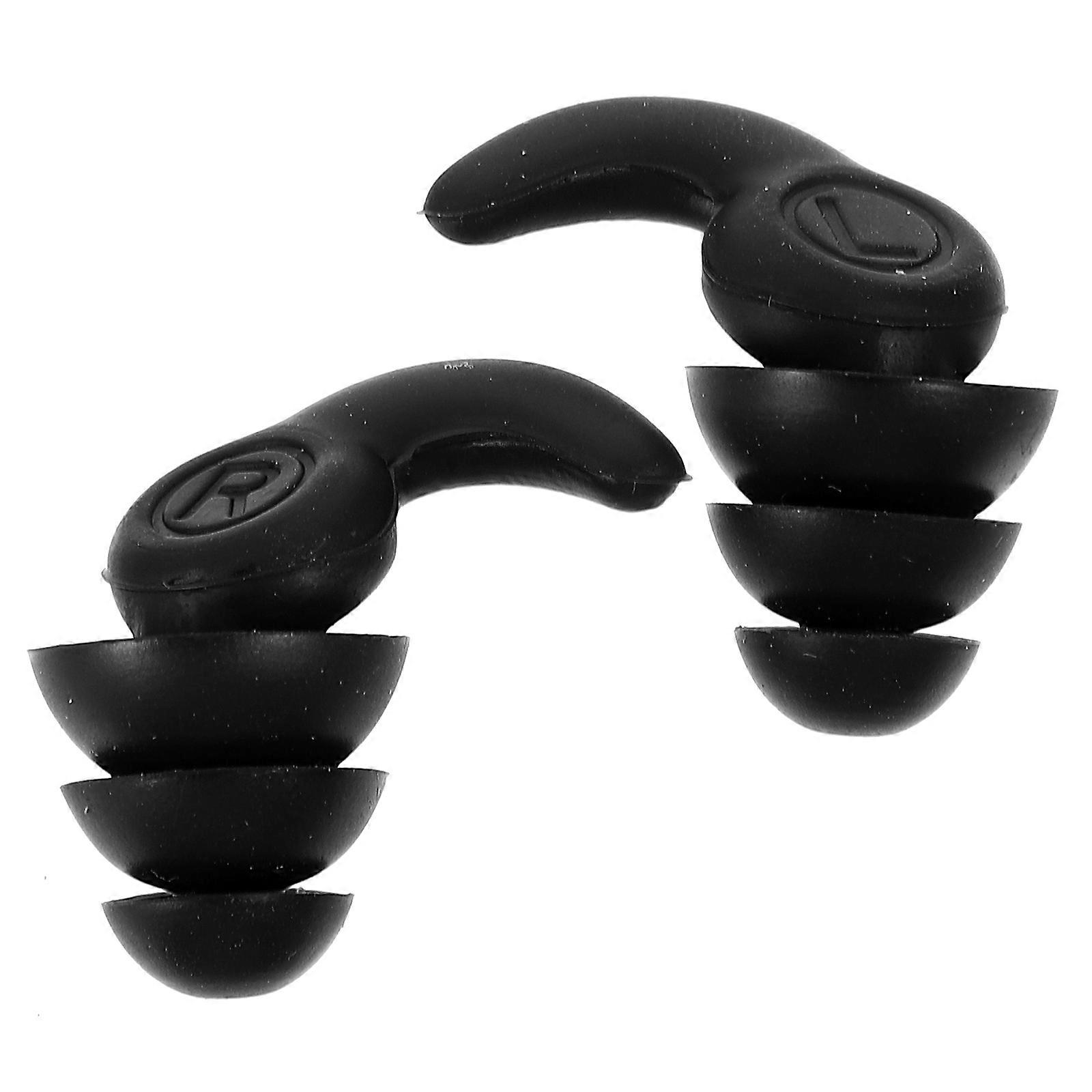 Sound Proof Ear Plugs for Sleeping with Ergonomic Design Black Silicone Noise Reduction 2Pairs