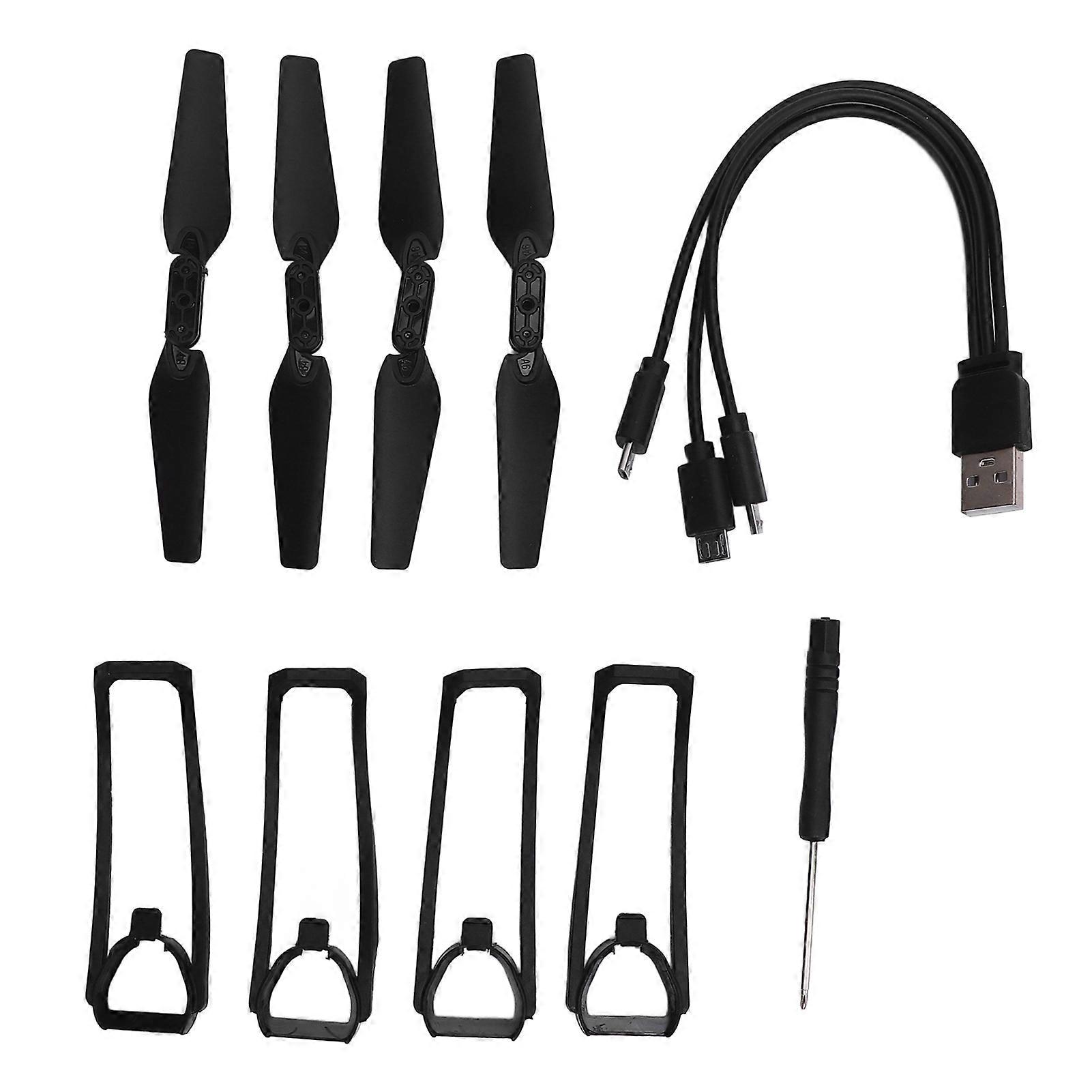 Quadcopter Propeller Covers, Foldable Spare Parts for E88, E99, E100 and K3 RC Drones with Charging Cable