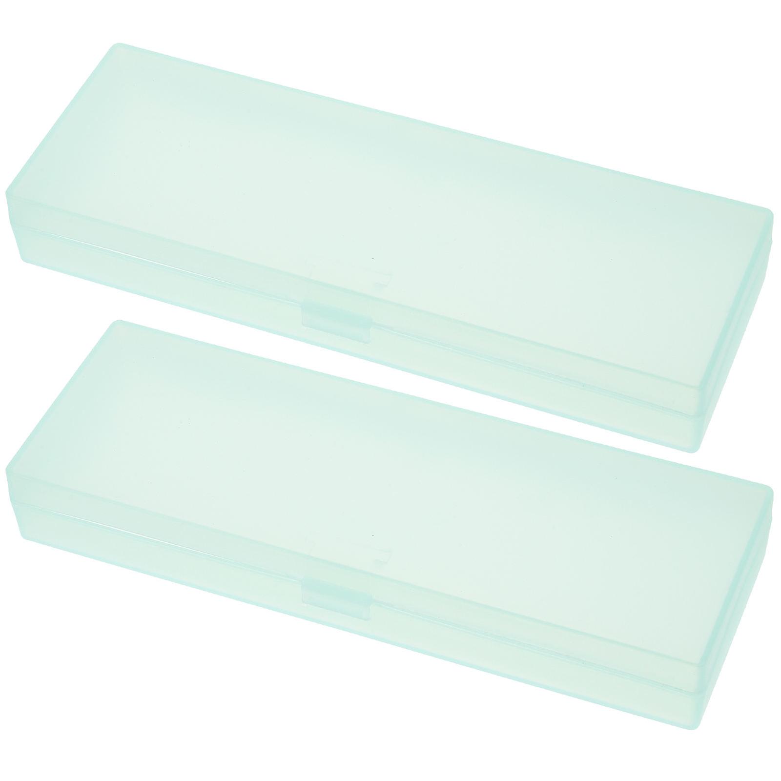 Large Capacity Clear Pencil Box Transparent Design Mini Storage Container Hinged Lid Snap Closure For Desk Organization 19.5 x 6.5 x 2.5cm 2Pcs