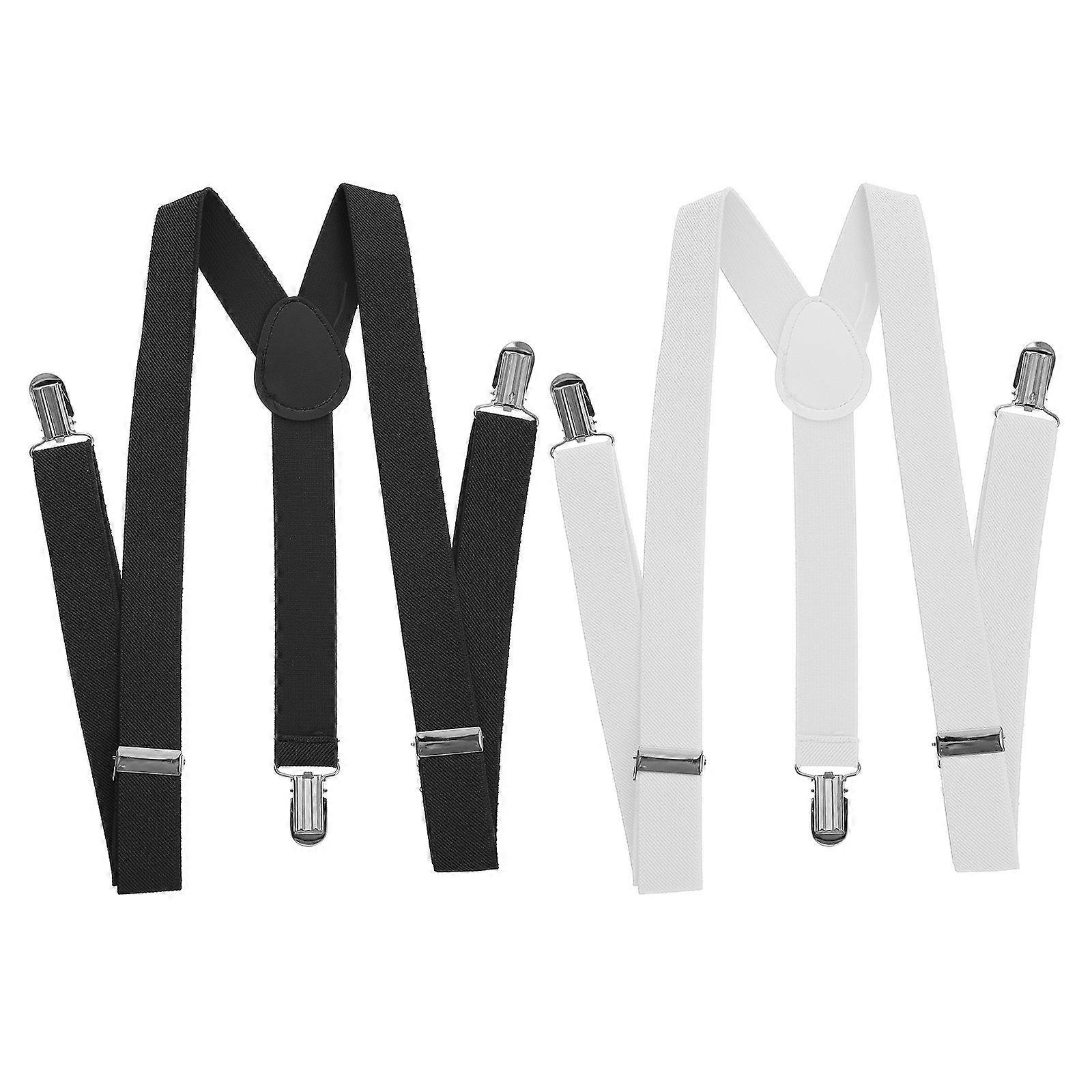 Y-Back Suspenders Traditional Sophisticated Pants Holding for Wedding Black 2Pack