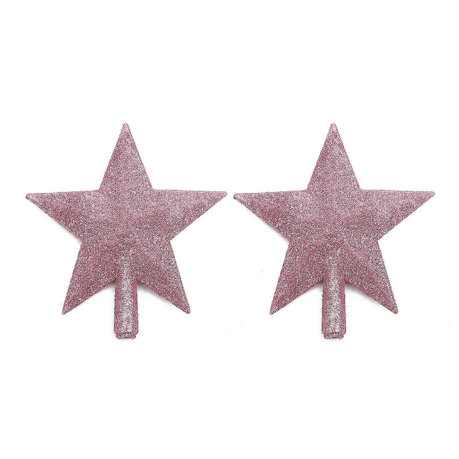 Star Christmas Tree Toppers 2 Pieces Set - Decorative Gold Color Holiday Ornaments for Full-Size Trees