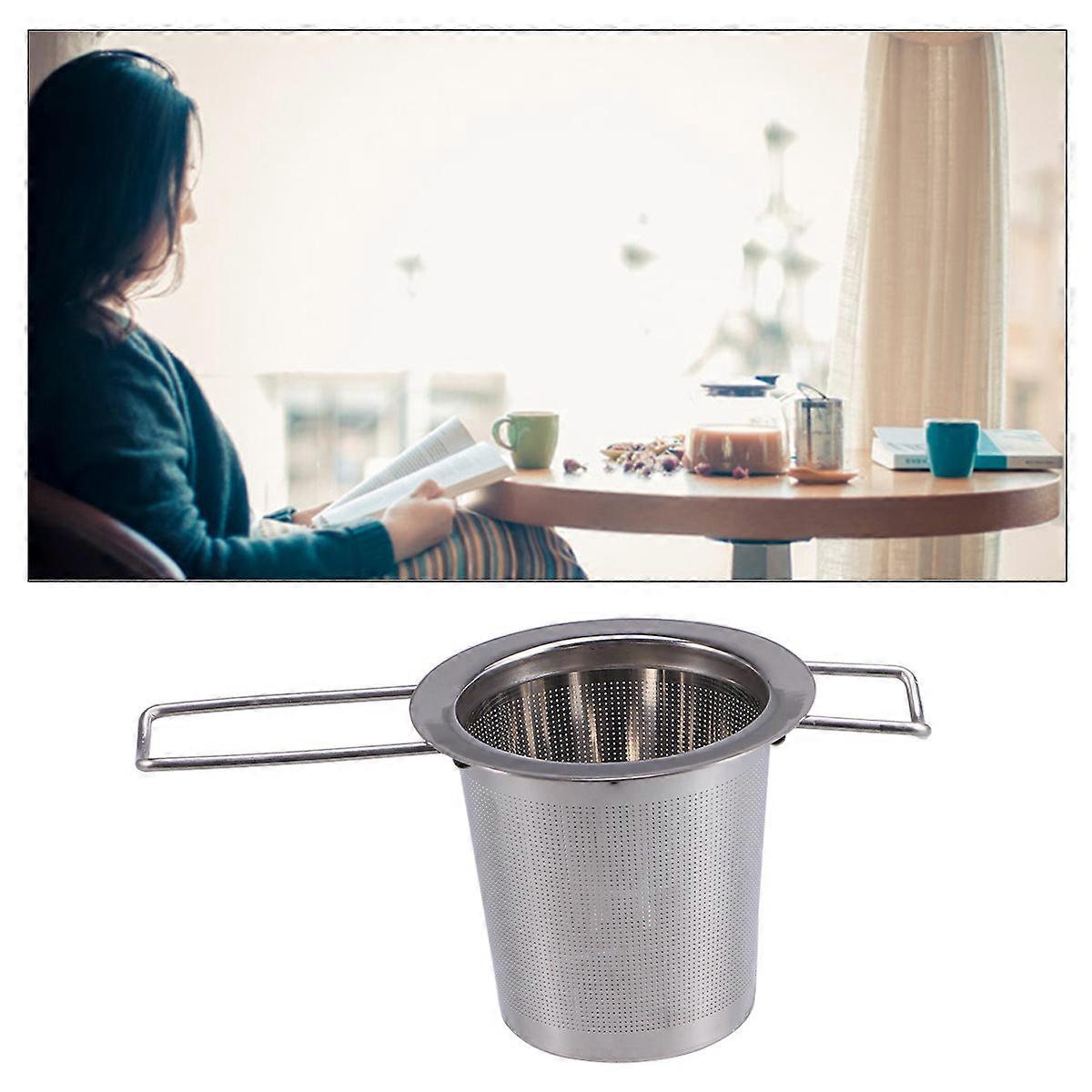 Household Tea Separator Reusable Steeper 20x24cm Short Handle Silver 1Pcs