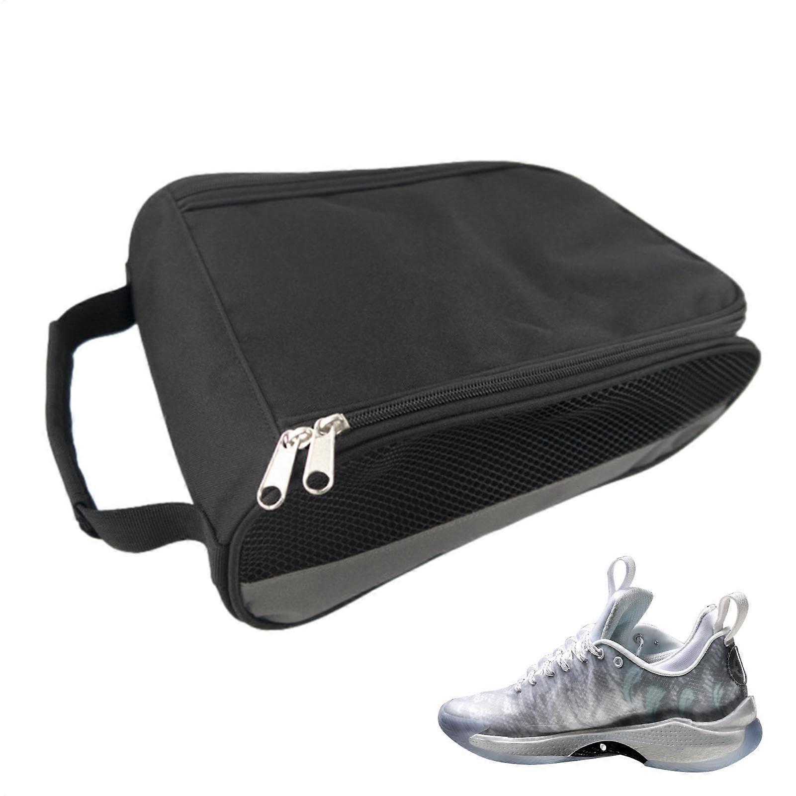 Golf shoe bag with zipper, waterresistant strap, breathable mesh Gray