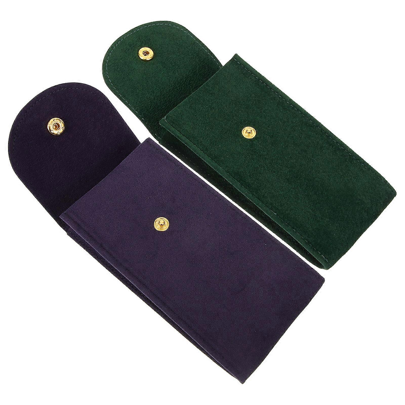 Watch Storage Pouch Portable Watch Organizer Protective Rectangular Green 2Pcs