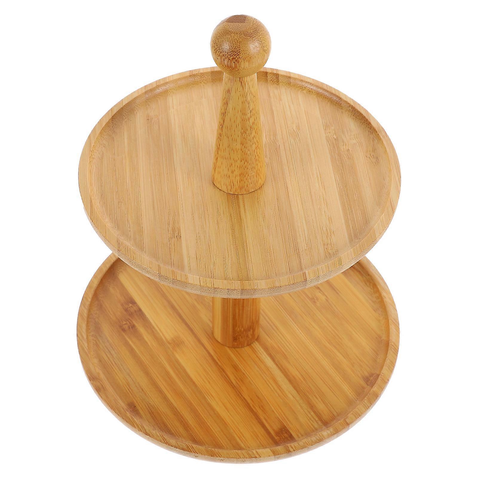 Dessert Serving Stand Fruit Dessert Plate Food Display Storage Square Simple Style Wood Color 9.6X7.5X7.5in 1Set