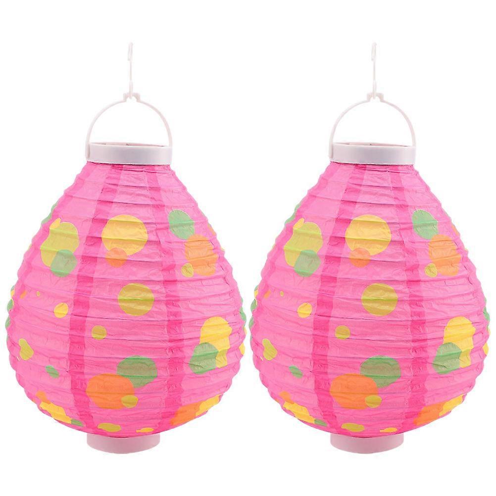 Decorative Led Lantern Lights Egg Shaped Led Lantern Lights Scene Layout Simple Design Pink 25x20cm 2Pack