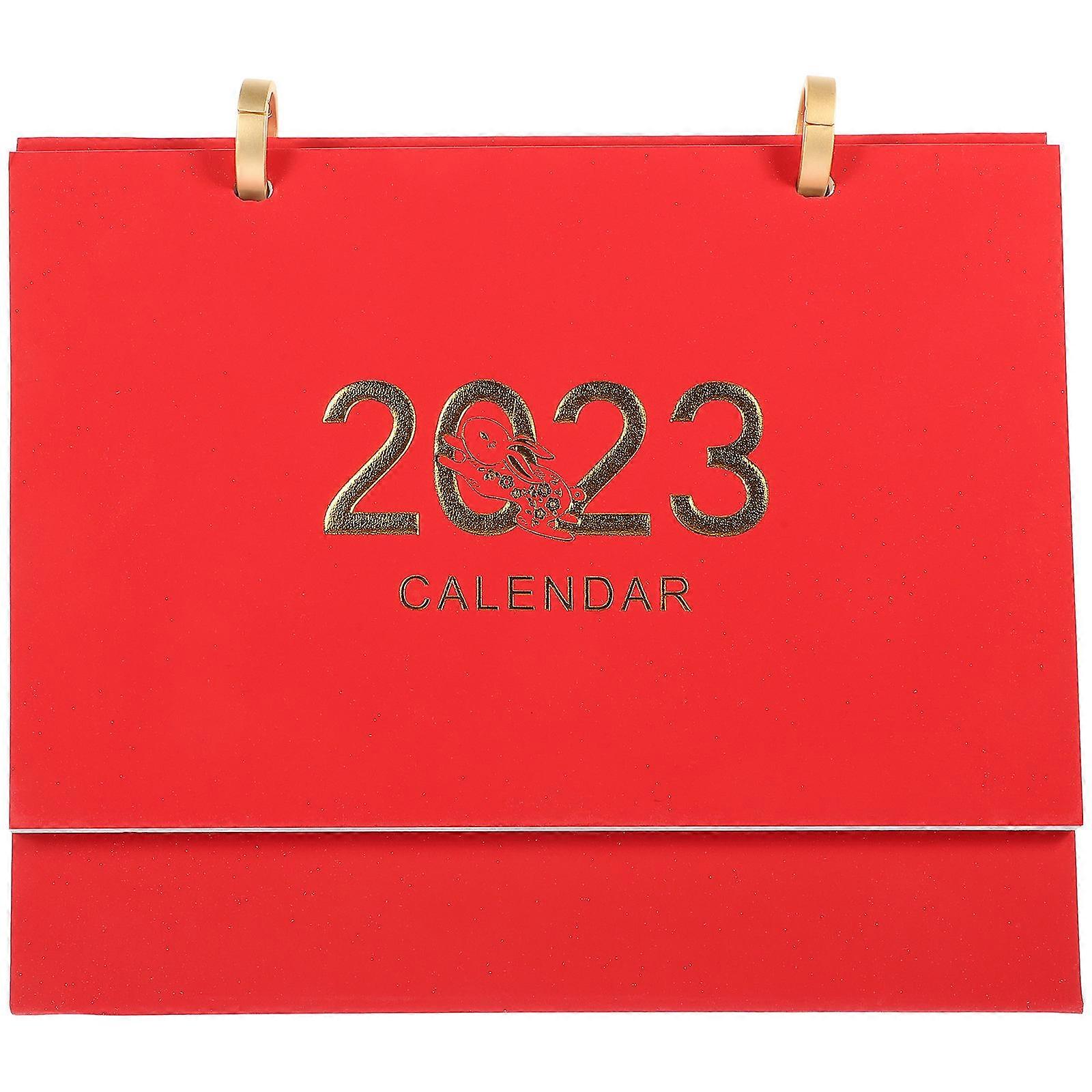 Small Desk Calendar Tabletop Calendar Daily Check-in Students Red 21.2X8X17.5CM 1Pcs