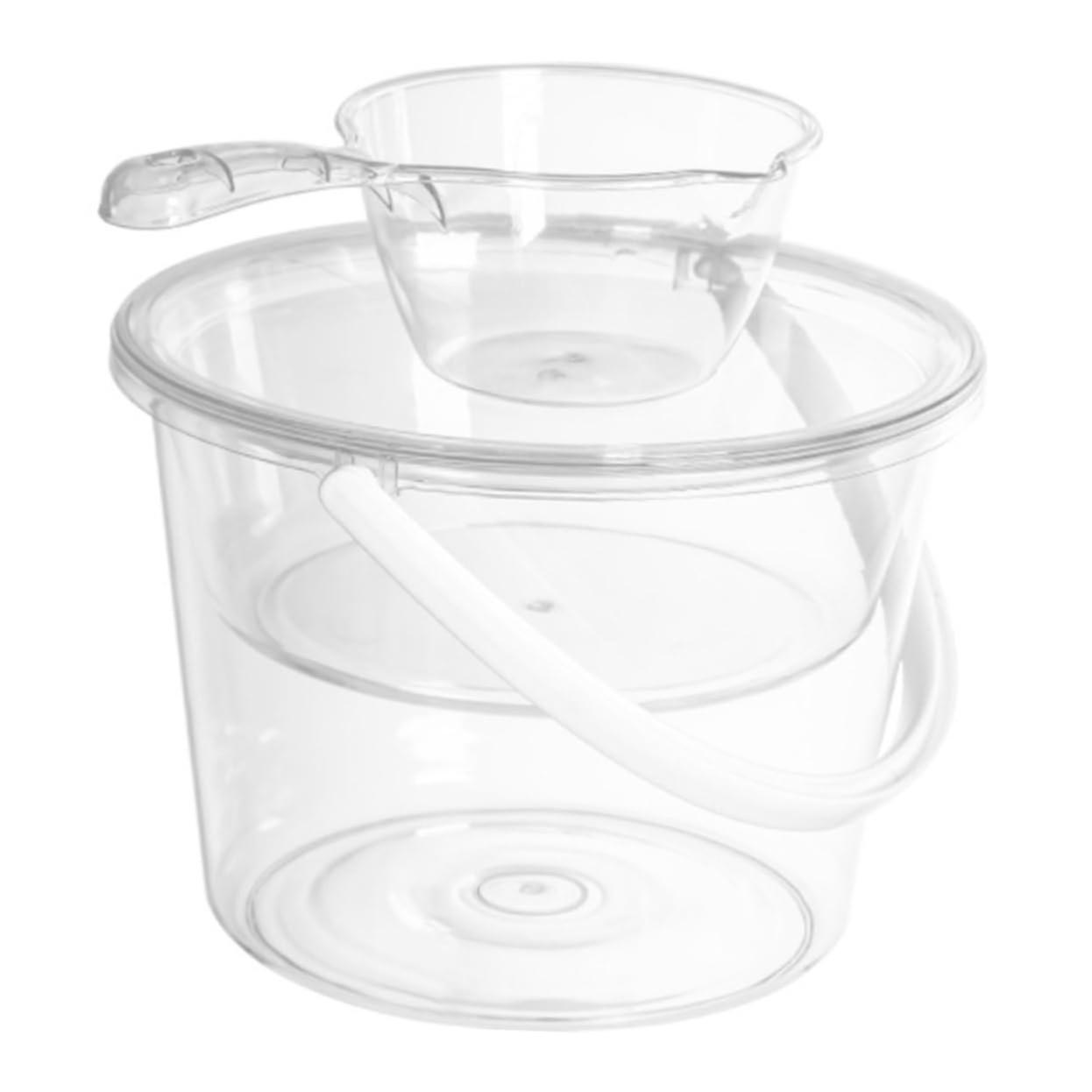 Large Bucket Set With Transparent Lid, Durable Water Container for Household Cleaning, Bathroom and Garden