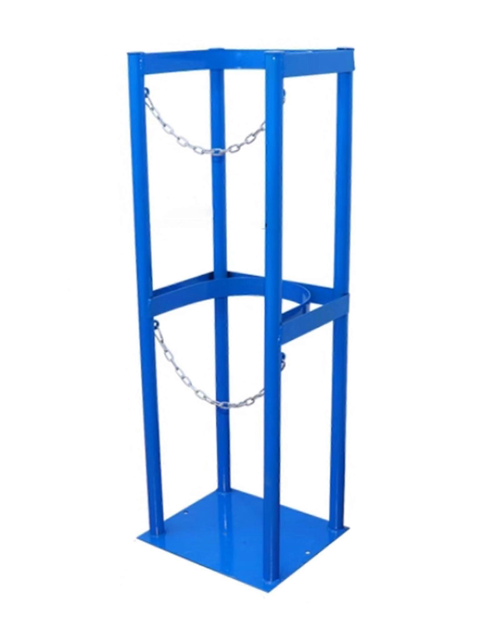 Sauerstoffflaschenständer aus Stahl, 40-Liter Träger für 24cm Sauerstofftanks, Robustes Gestell in Blau