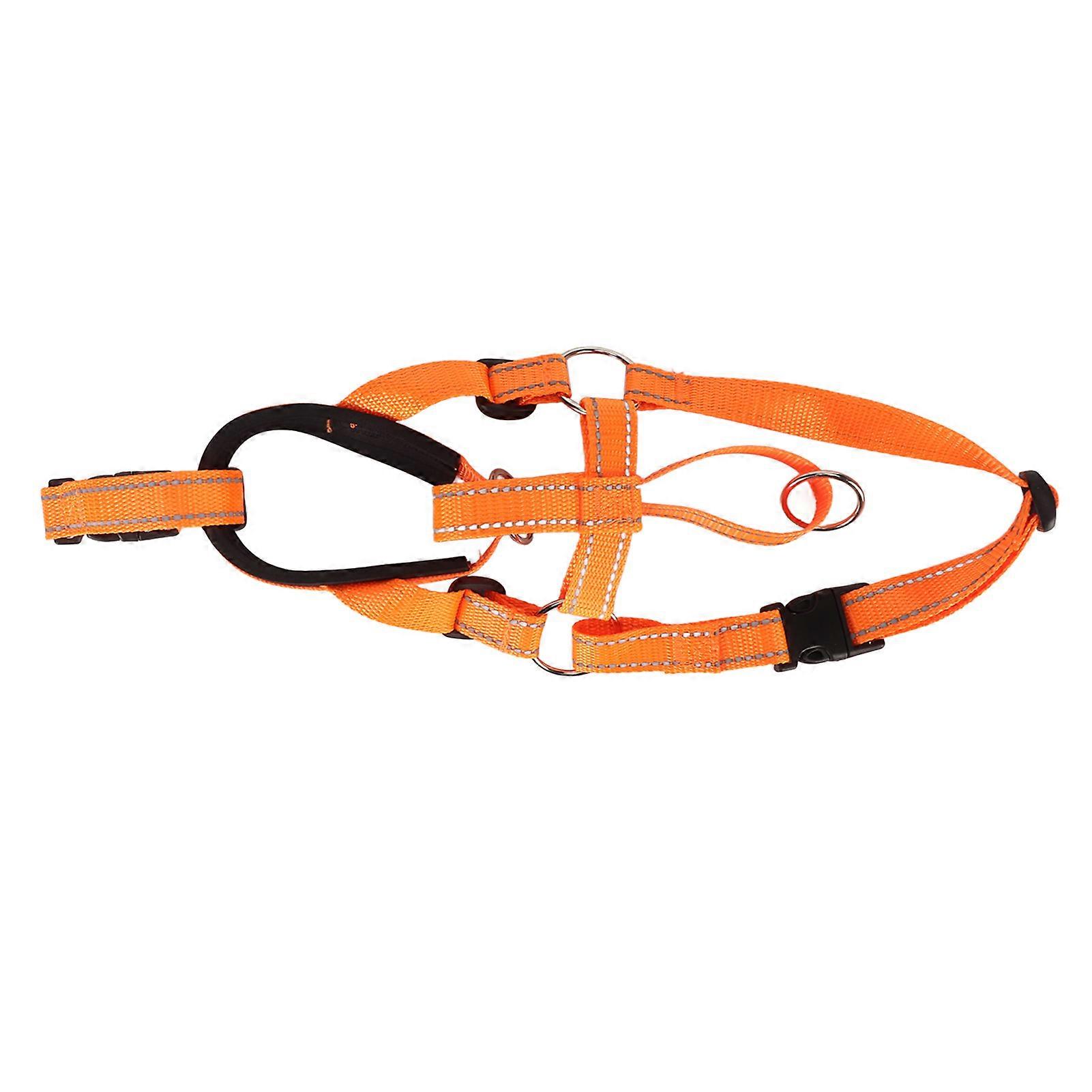 Headcollar Dog Muzzle Adjustable Prevent Biting Barking Breathable Nylon Dog Mouth Guard for Walking Training Orange L 