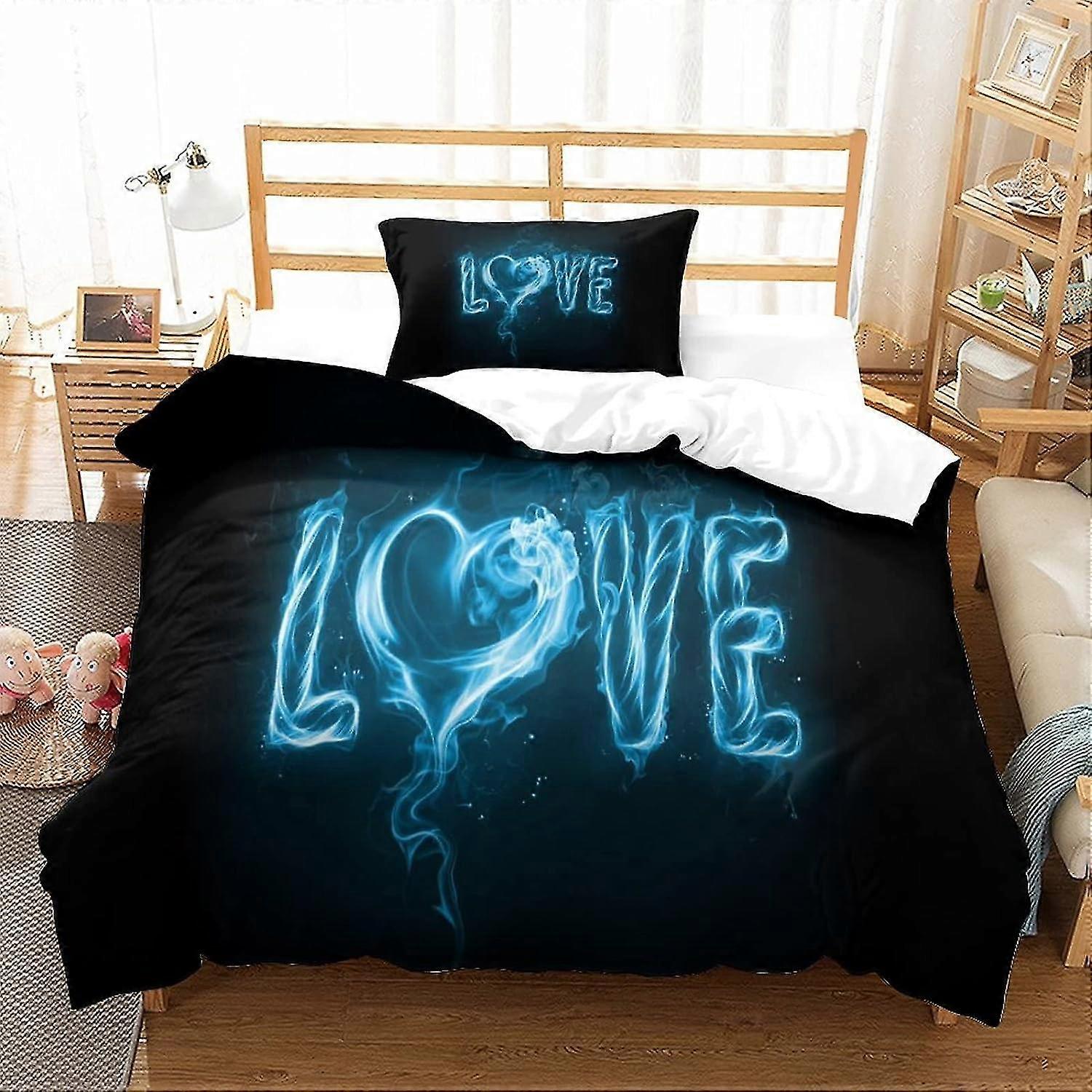 3D Duvet Cover, Bedding Sets, Polycotton Quilt Bed Set, Love and Care Lovers Art Single Use for Certain Brands