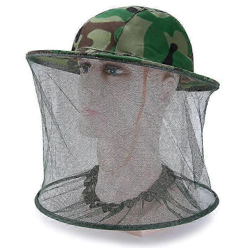Green Outdoor Mosquito Bug Insect Bee Face Protection Hat Cap