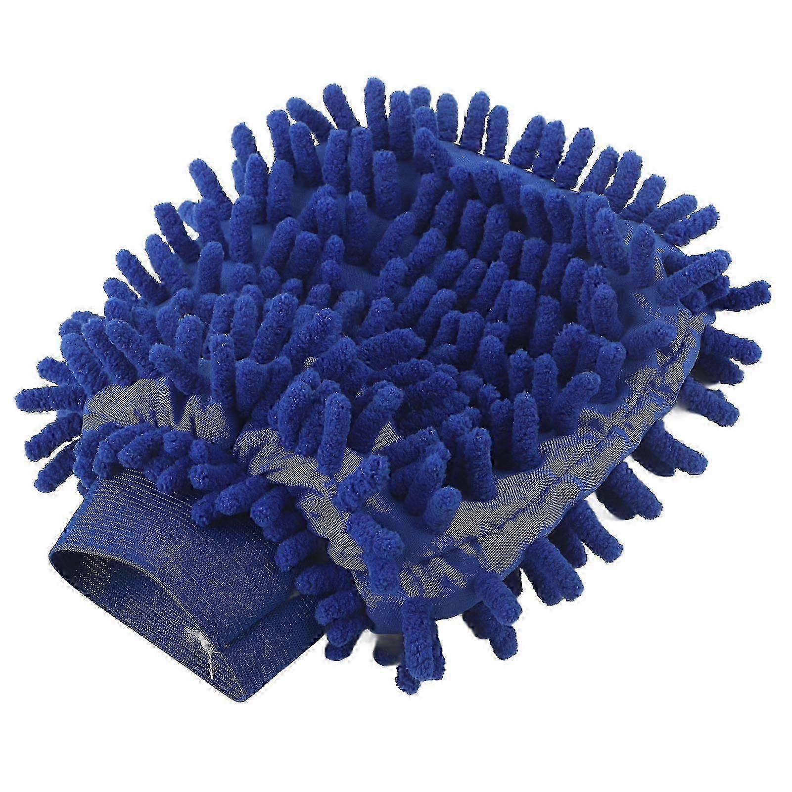 Universal Chenille Fleece Car Wash Glove Soft Double Sided Scratch Resistant Blue