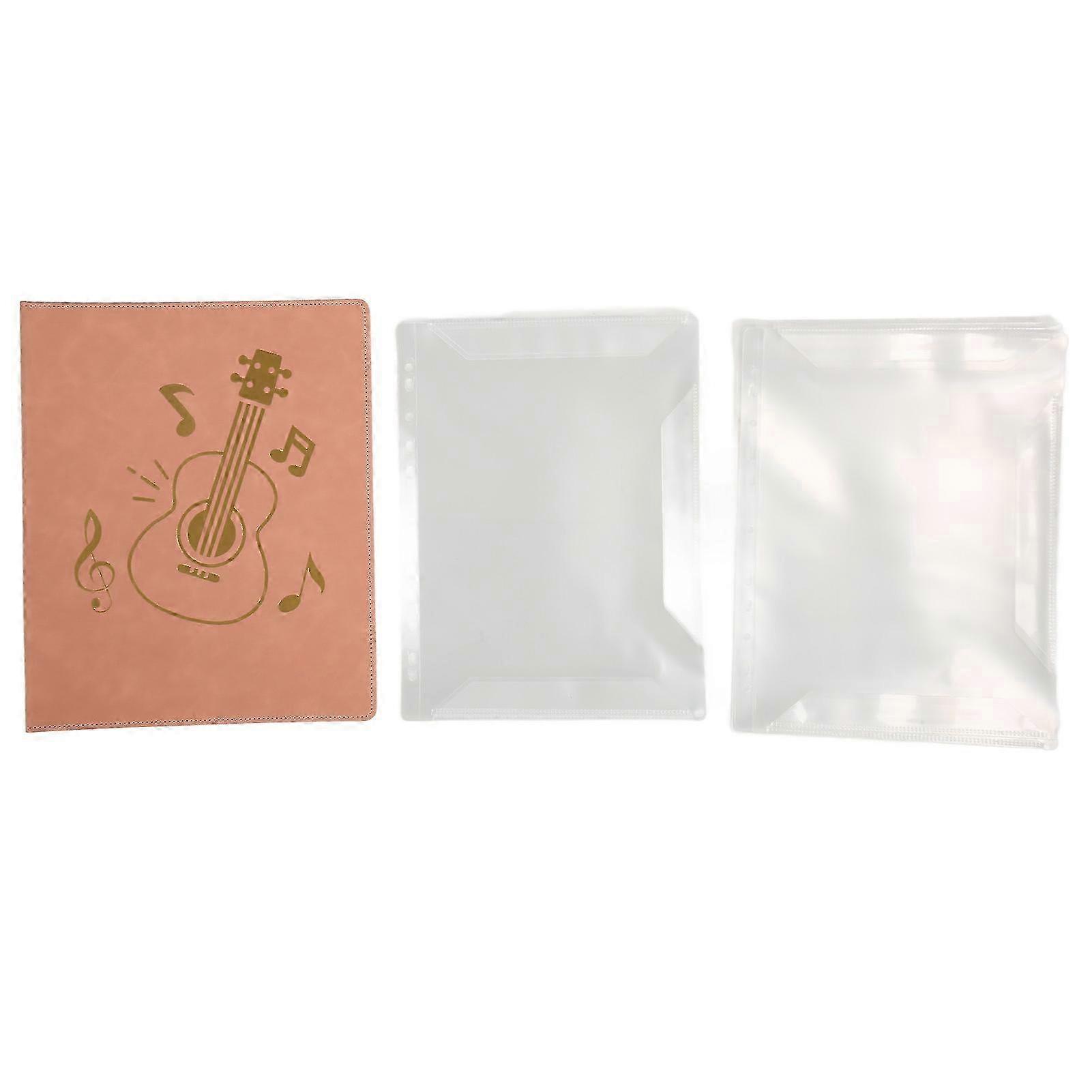 A4 Music Folder with 20 Sleeves and 40 Pockets, PU Leather Cover for Piano and Guitar