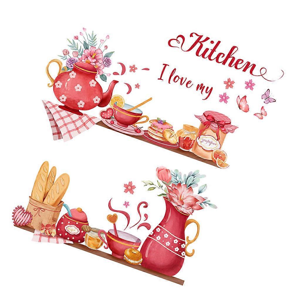 It sounds like you're referring to a product listing or description for **cartoon kitchen wall stickers or adhesive decals**. Here's a refined and