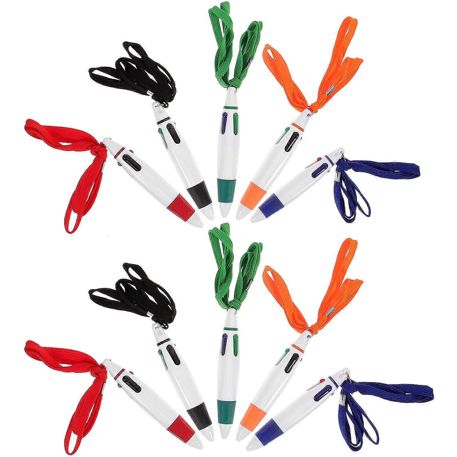 10 Pack Retractable Ballpoint Pens with Neck Lanyard – Fun Office & School Supplies, Ideal Party Favors in Assorted Colors