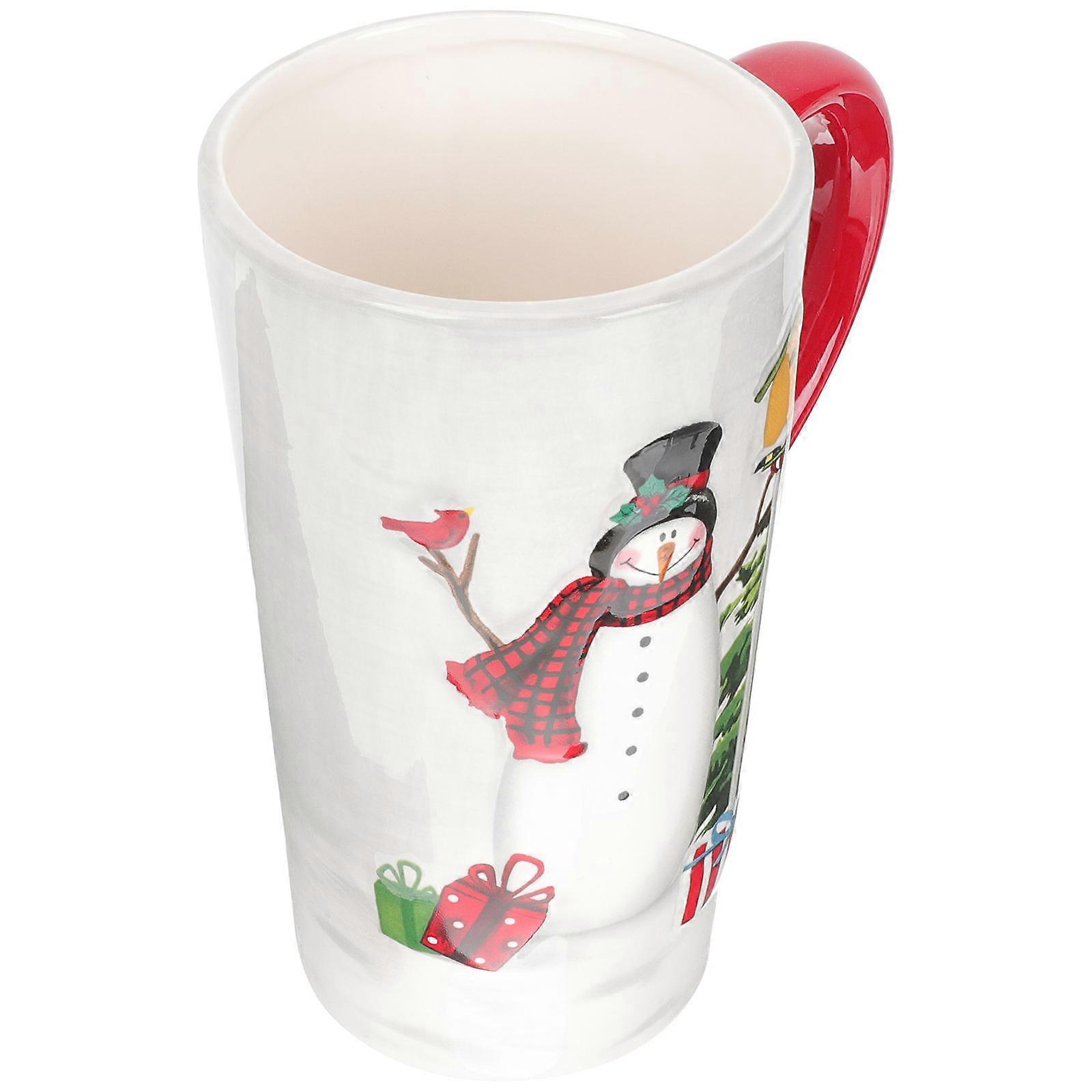 Relief Design Water Mug Coffee Cup Christmas Party Home Decoration 6.21X5.82X3.58in Ceramic Water Supply 1Pack