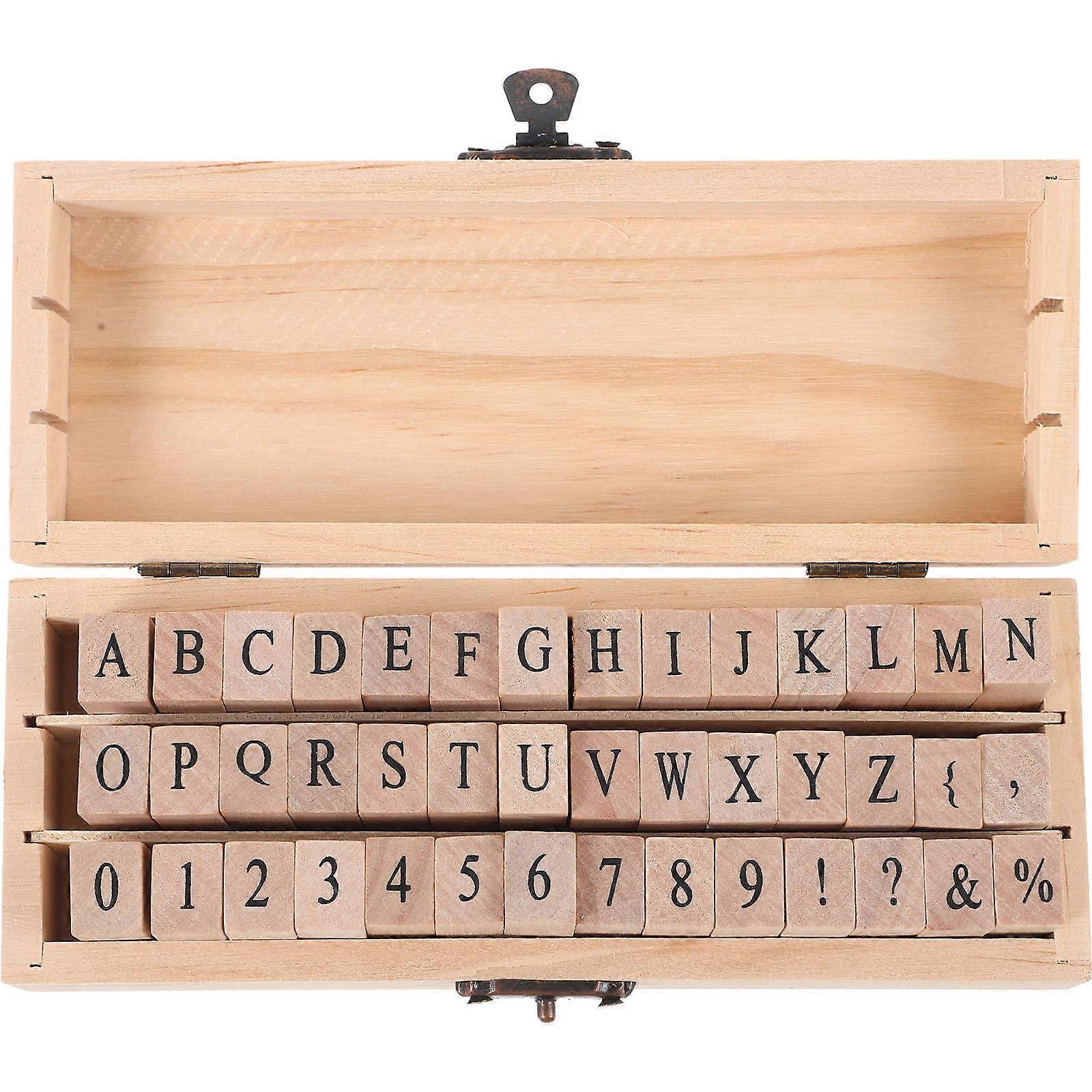 Wooden Alphabet & Number Stamps Set with Storage Box for Crafting, Scrapbooking, Card Making & DIY Projects – Durable Material