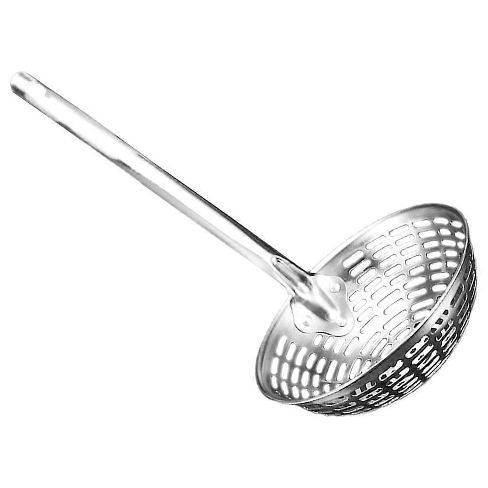 Stainless Steel Heat Resistant Skimmer Ladle with Long Hollow Handle Food Strainer Spoon for Cooking Noodles Wontons and Oil Filtering in Home Kitchen