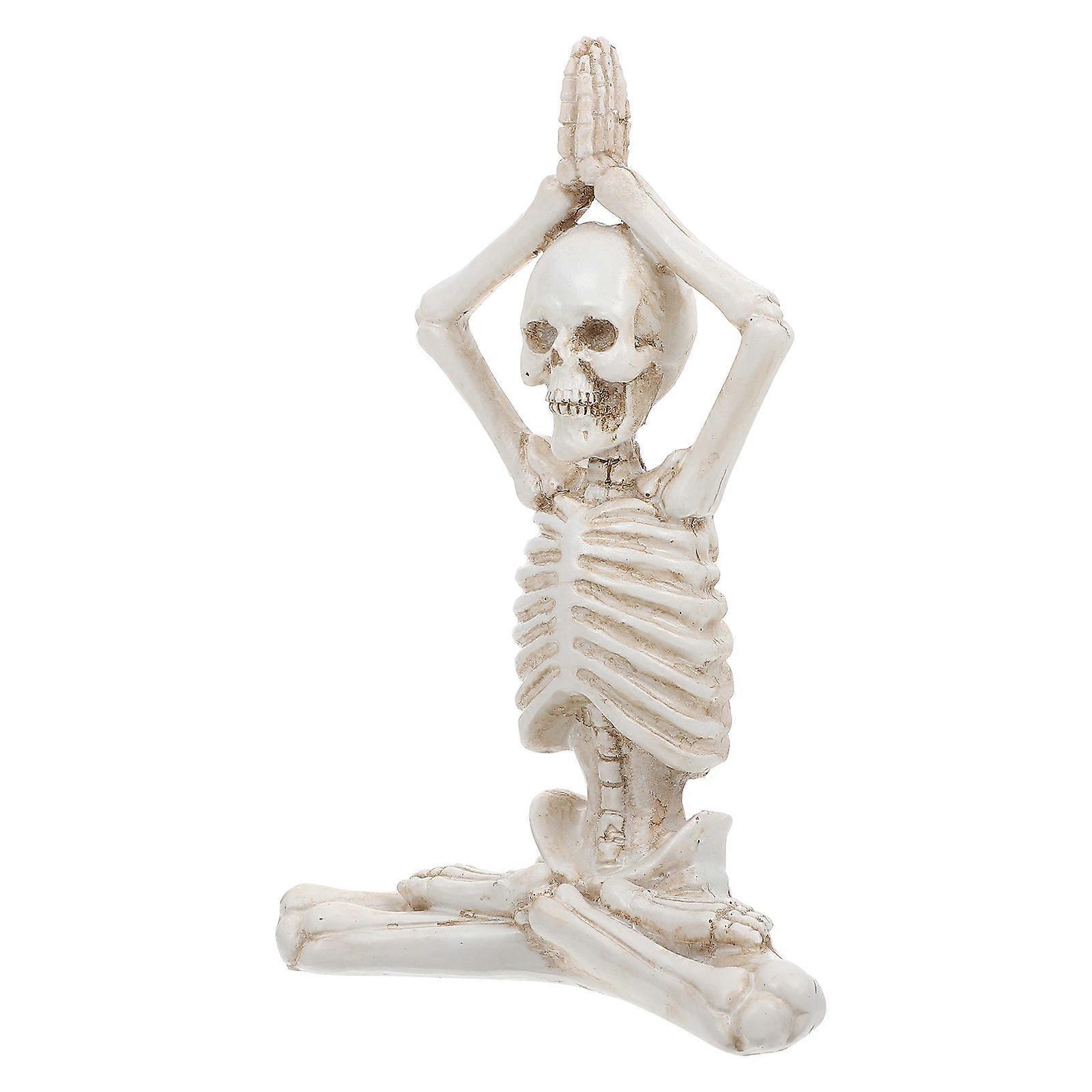 Halloween Table Statue Skeletons Figurine Meditating Details Realistic Lifelike 6.29X4.13X2.16in Home Decoration 1Set