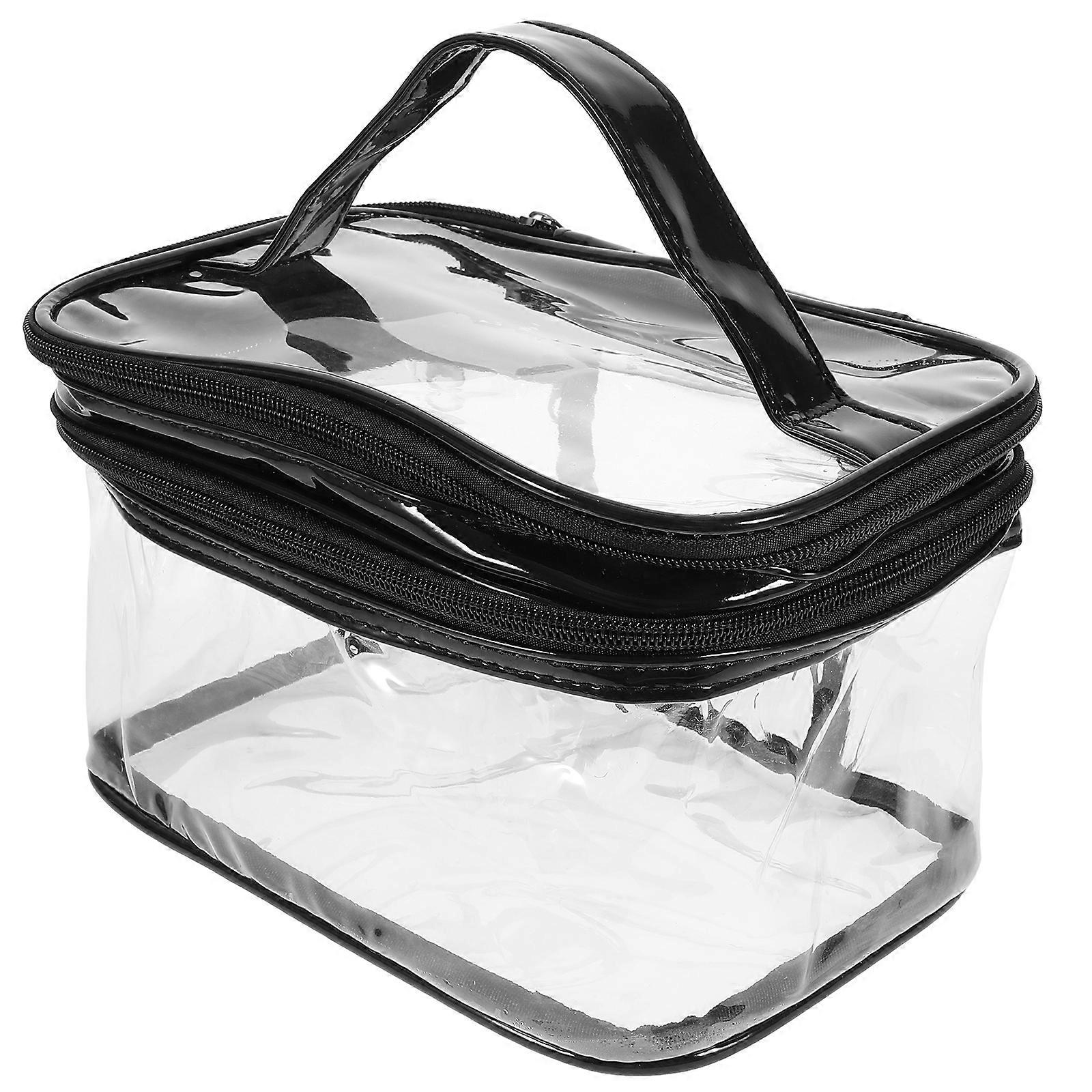 Clear Large Capacity Double Toiletry Bag Transparent Cosmetic Organizer Travel Makeup Pouch Portable Stylish Design Easy Access