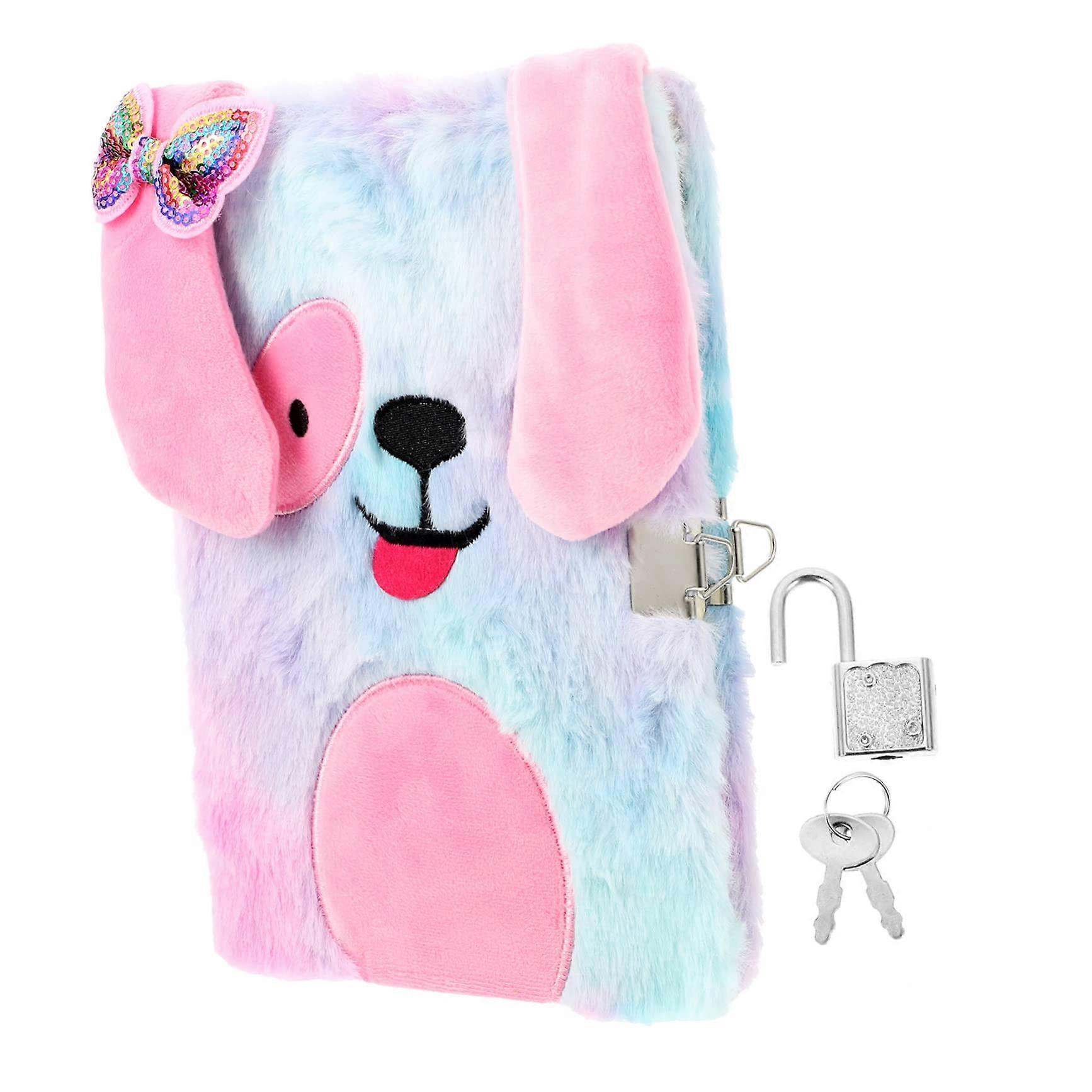 Plush Diary with Lock Lockable Notebook for Cartoon Design Lined Journal for Creative Writing Ideas for Friends