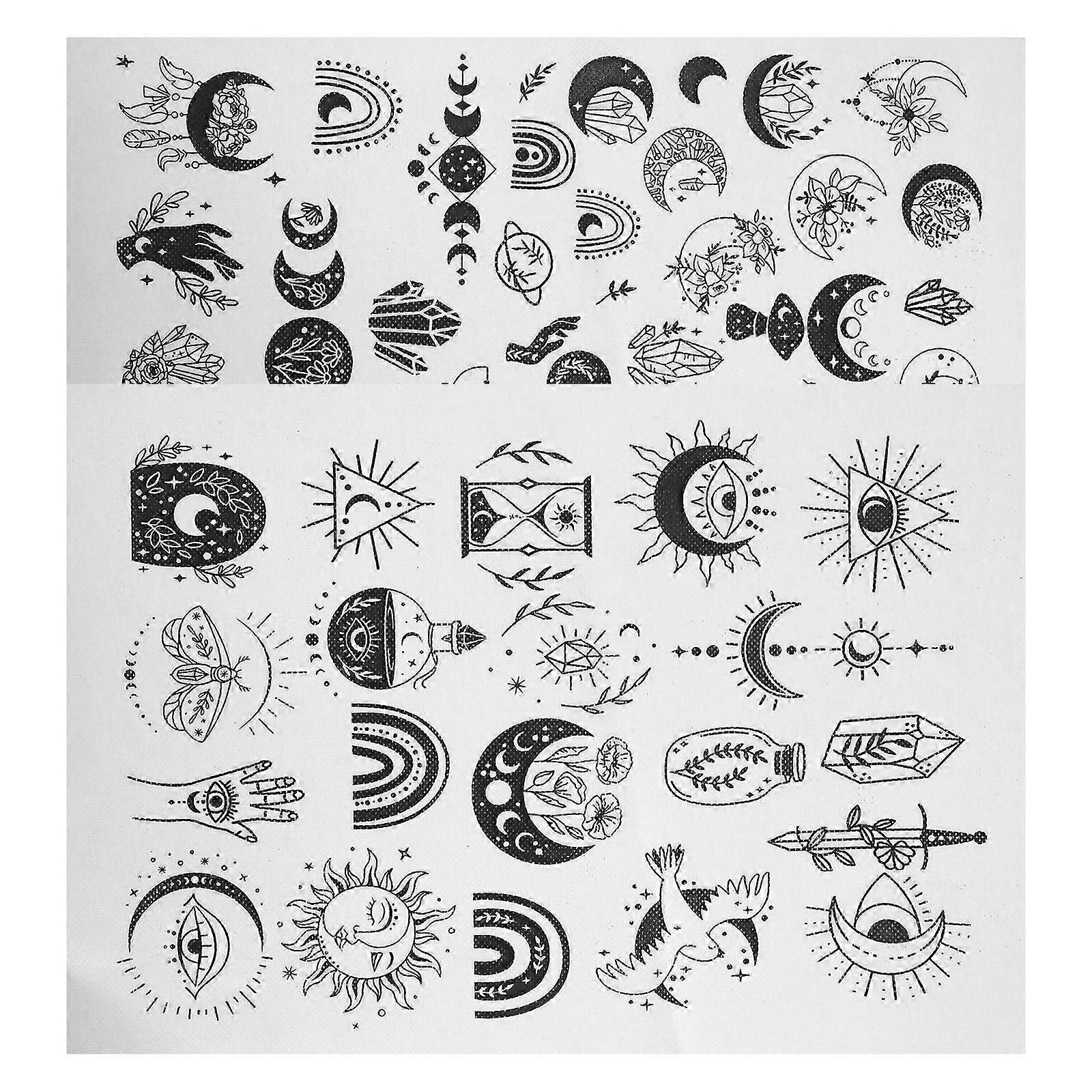 Sashiko Water Soluble Template Diy Bohemian Style Embroidery Kit Handcraft Enthusiasts Black 30.00X21.00X0.10cm 2 Sheets