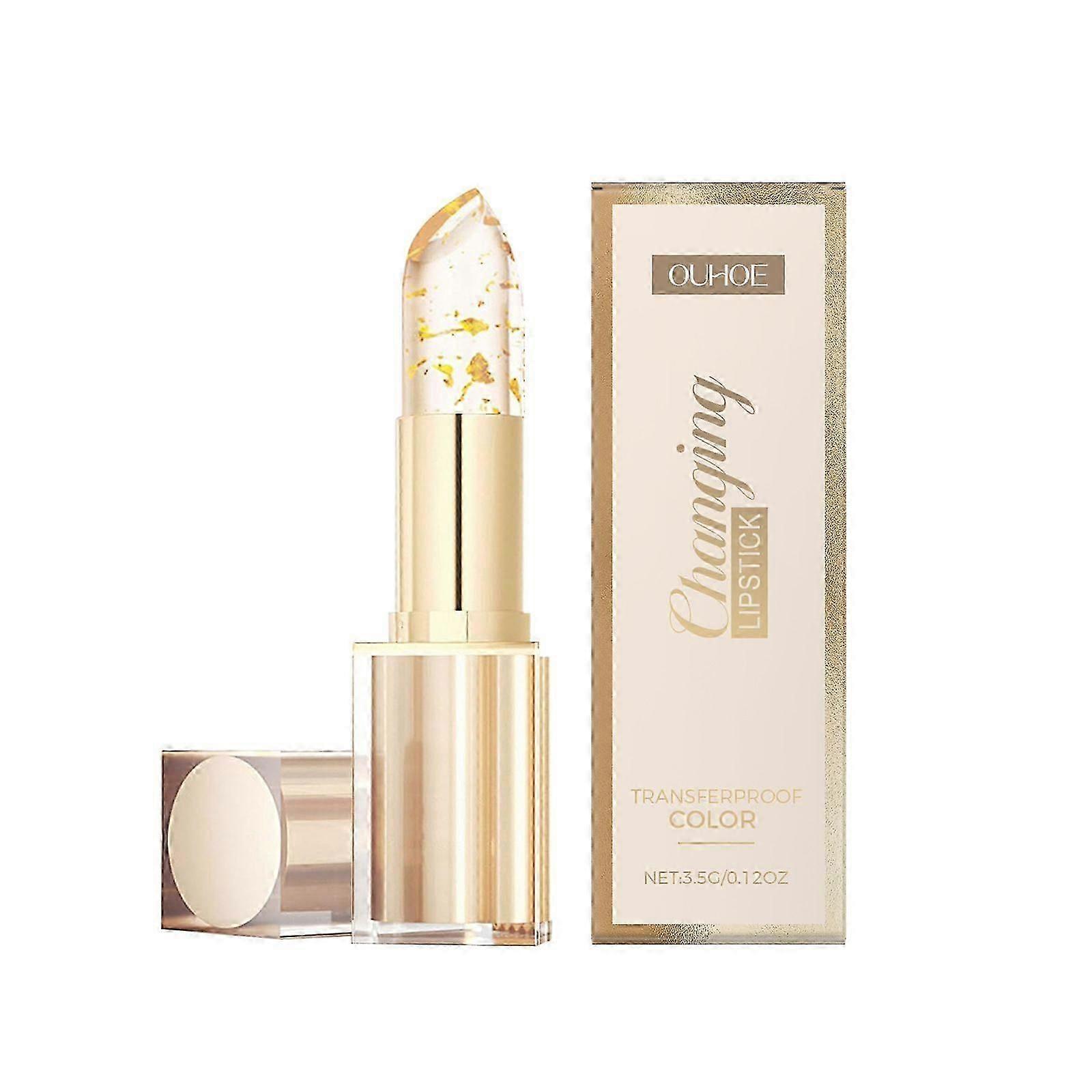 Color Changing Lipstick, Transferproof Color Changing Lipstick Gold Foil for Women Long Lasting 24 Hours, Moisturizing Glossy Shine Lip Gloss, Deep No