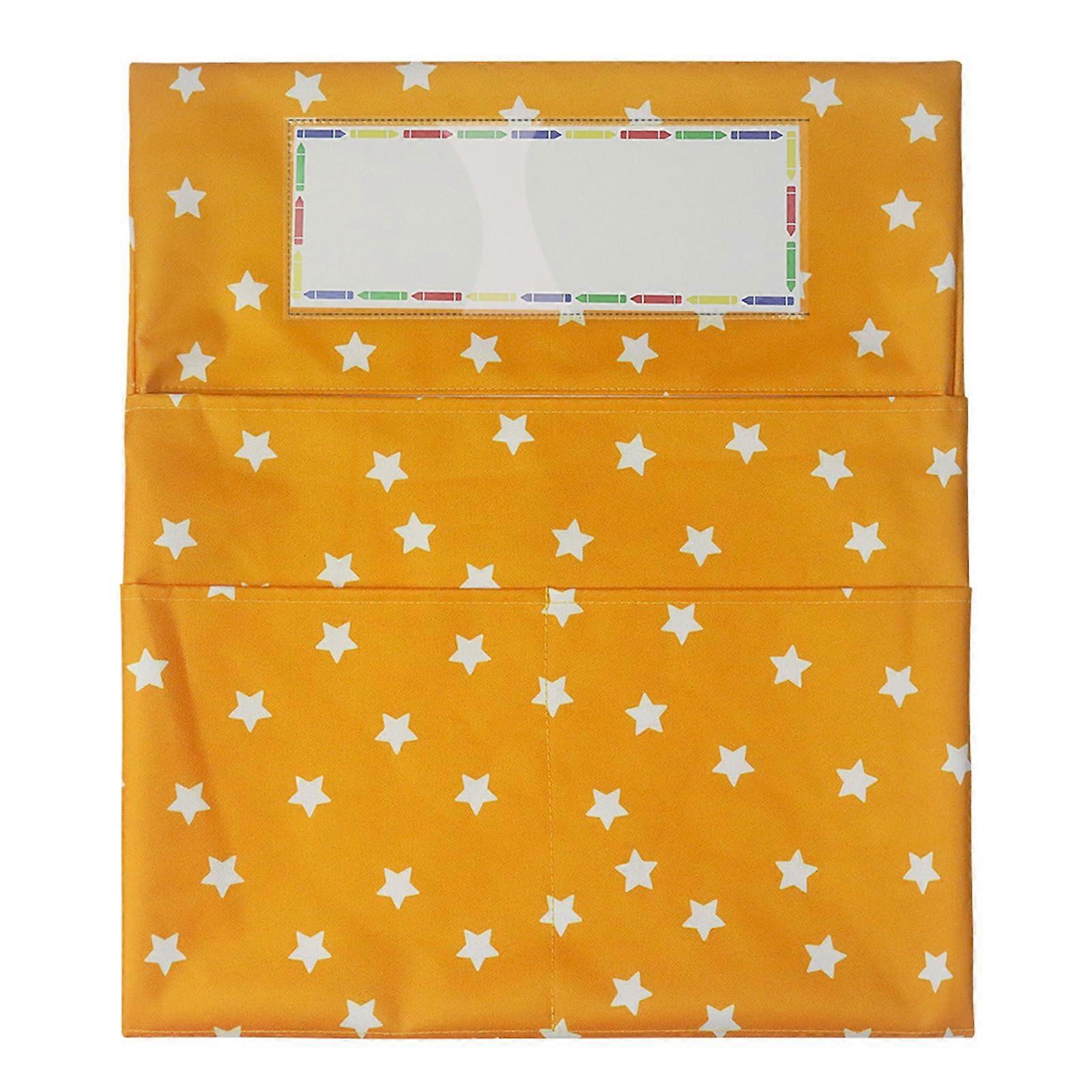 Seat pocket with multiple compartments, chair back organizer, diagram for school, classroom, backrest storage