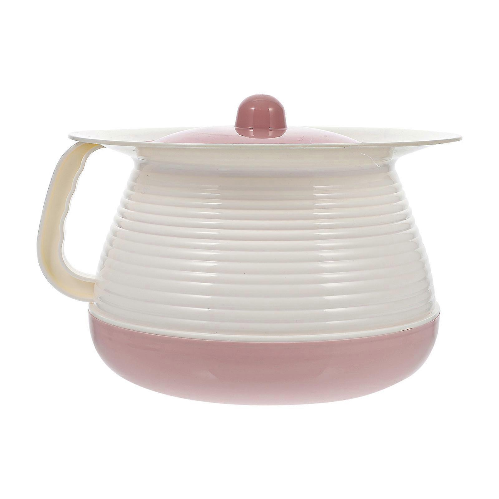 1pc Plastic Elder Chamber Pot Household Spittoon Simple Design with Lid and Handle
