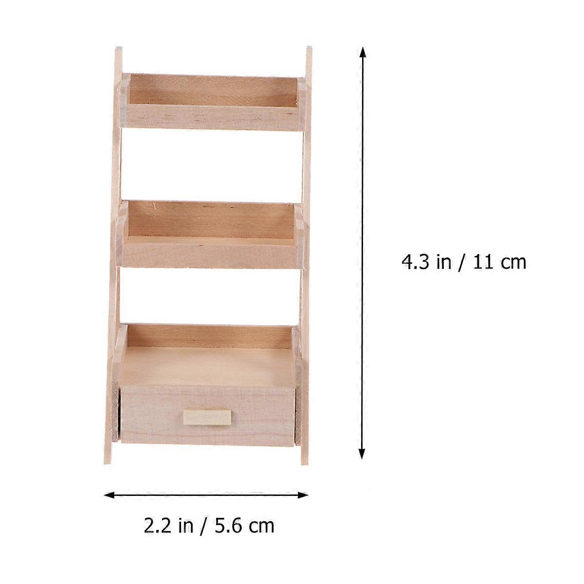 Mini Furniture Miniature Flower Shelf Model Indoor Display Square Shape Wood Material 1Pack