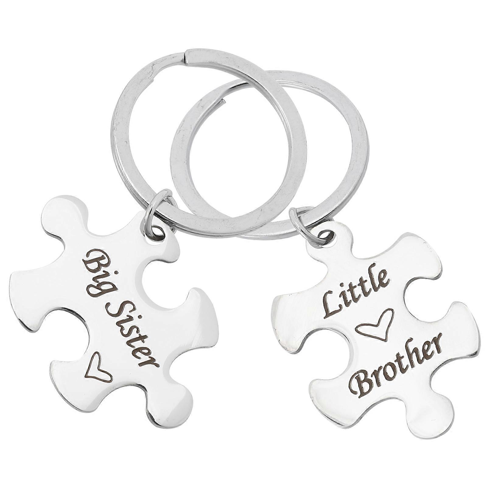 Sibling Key Ring Matching Key Chains Bond Stainless Steel 6.8x3.8cm Secured Keys to Bag or Purse 1 Pair